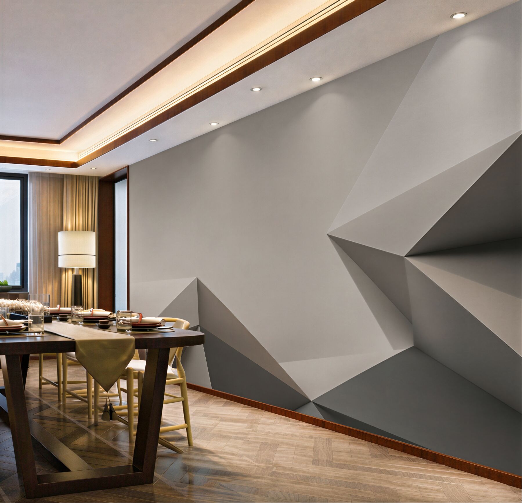 Fototapeta geometryczna abstrakcja 3D w szaro beżowych tonach?v23