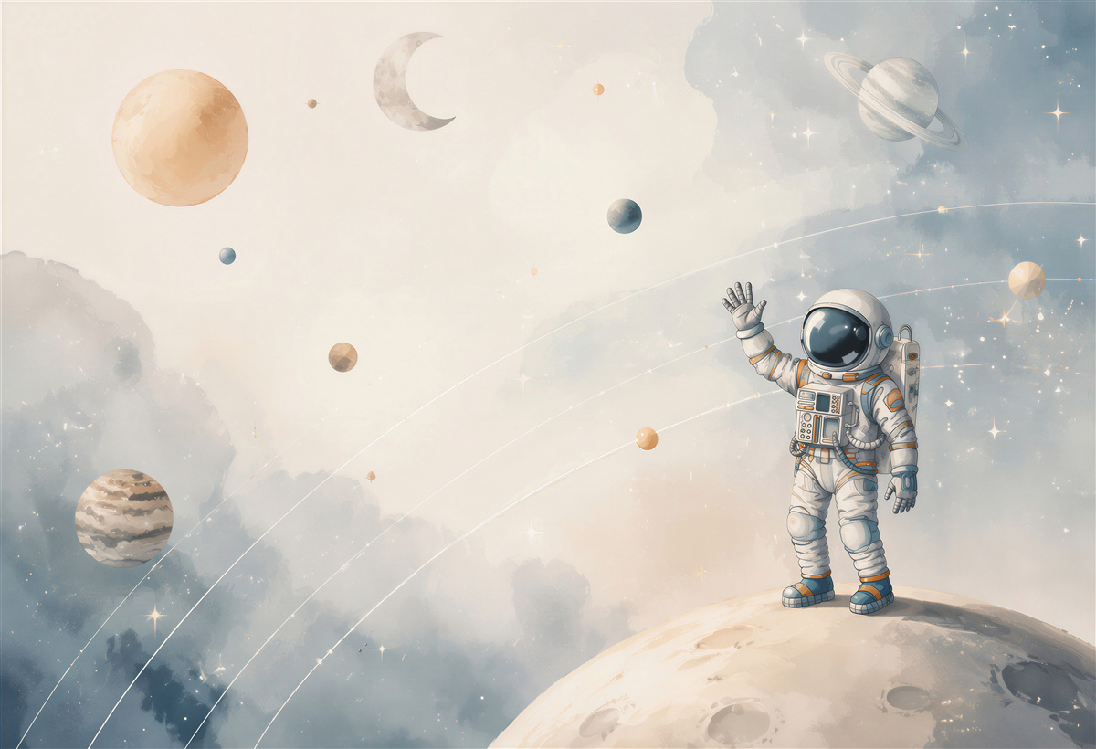 Fototapeta Astronauta latał w kosmos
