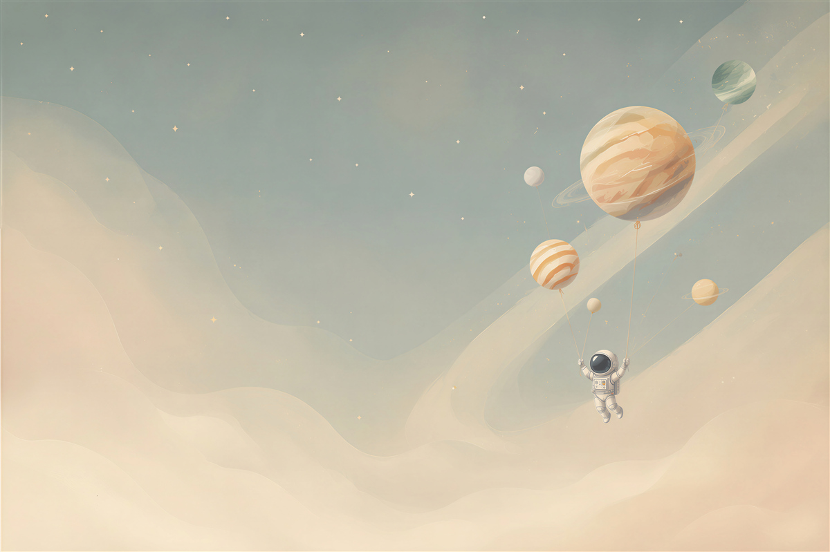 Fototapeta Astronauta przyłapany na planetach