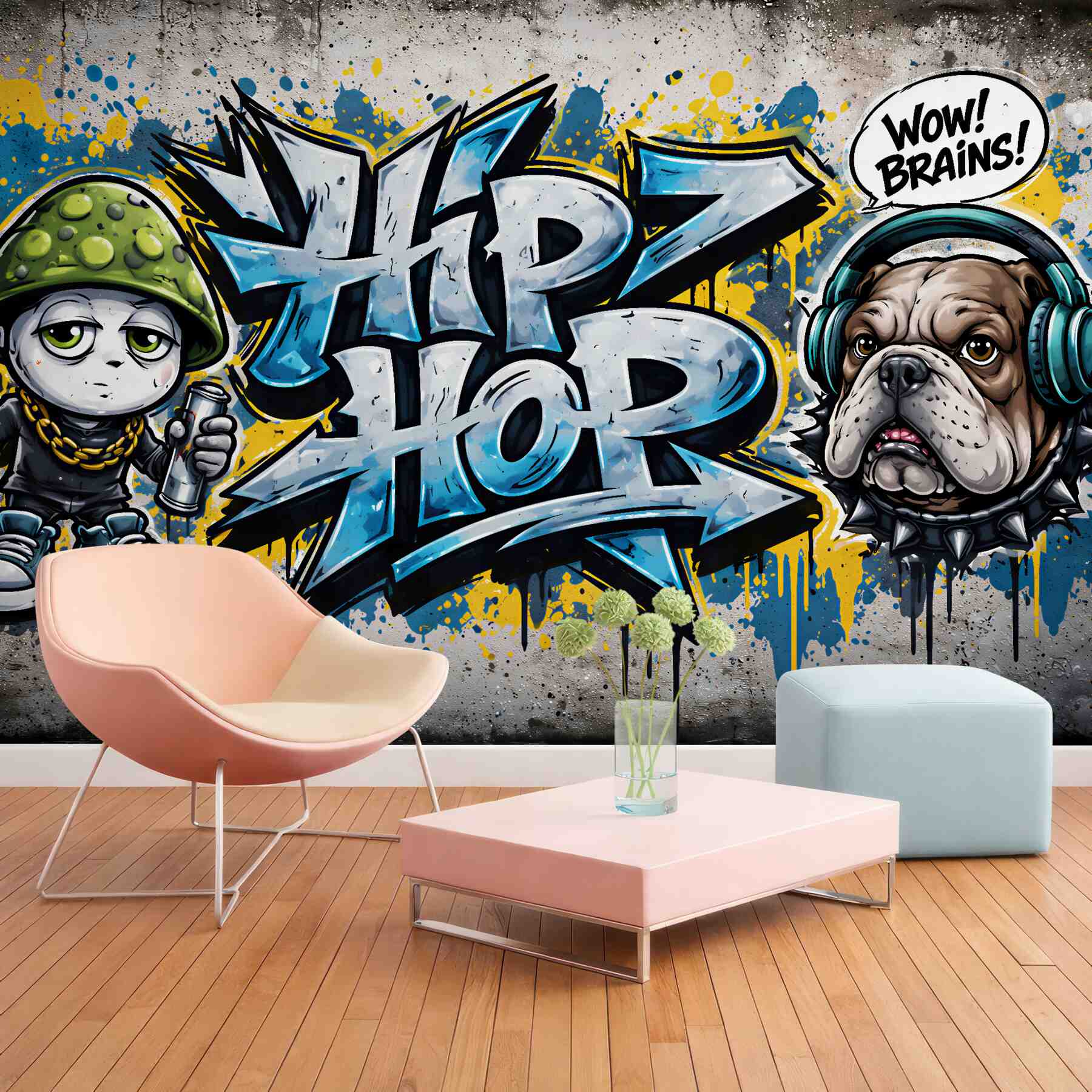 Fototapeta graffiti hip hop z buldogiem?v23