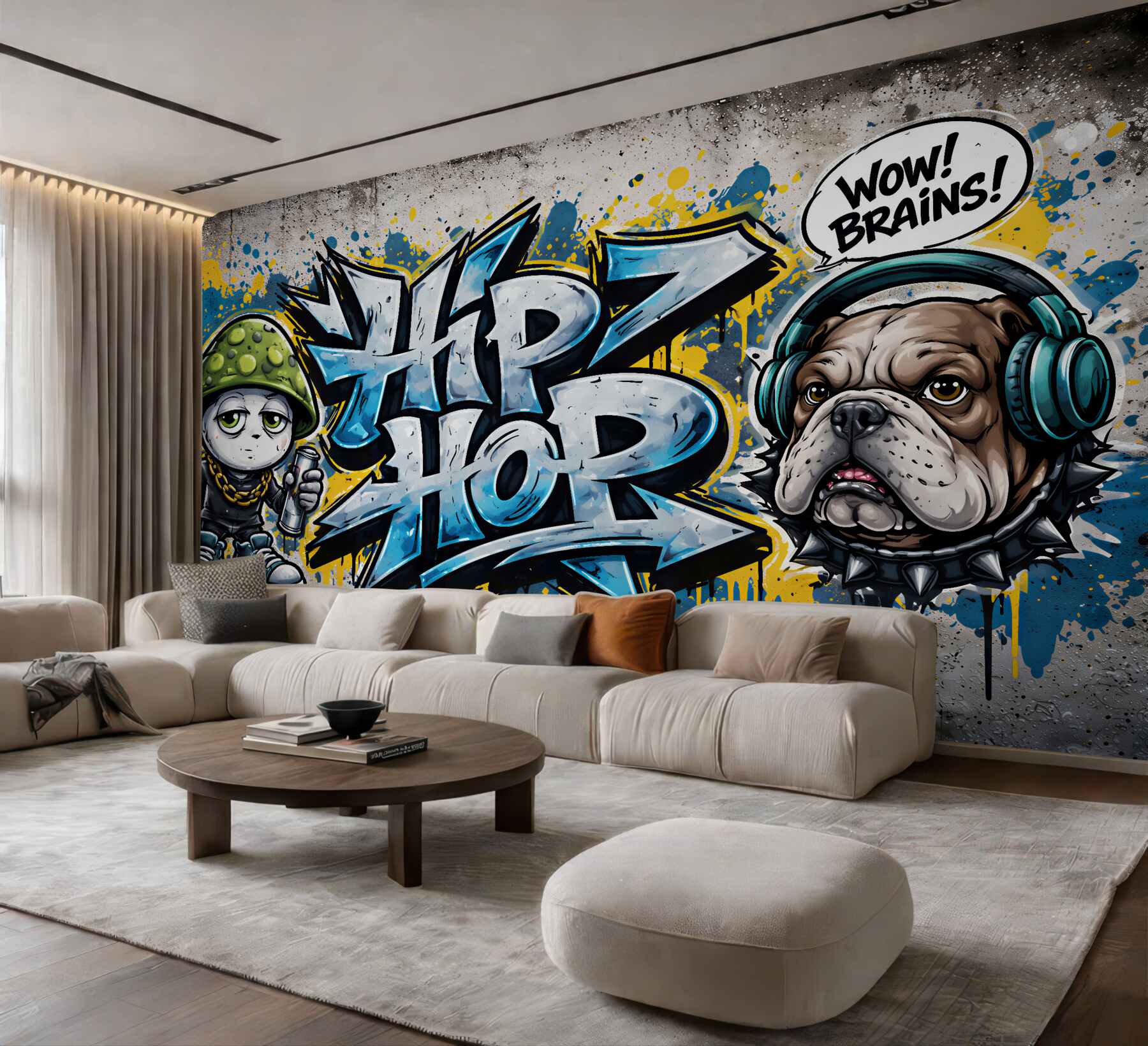 Fototapeta graffiti hip hop z buldogiem?v23