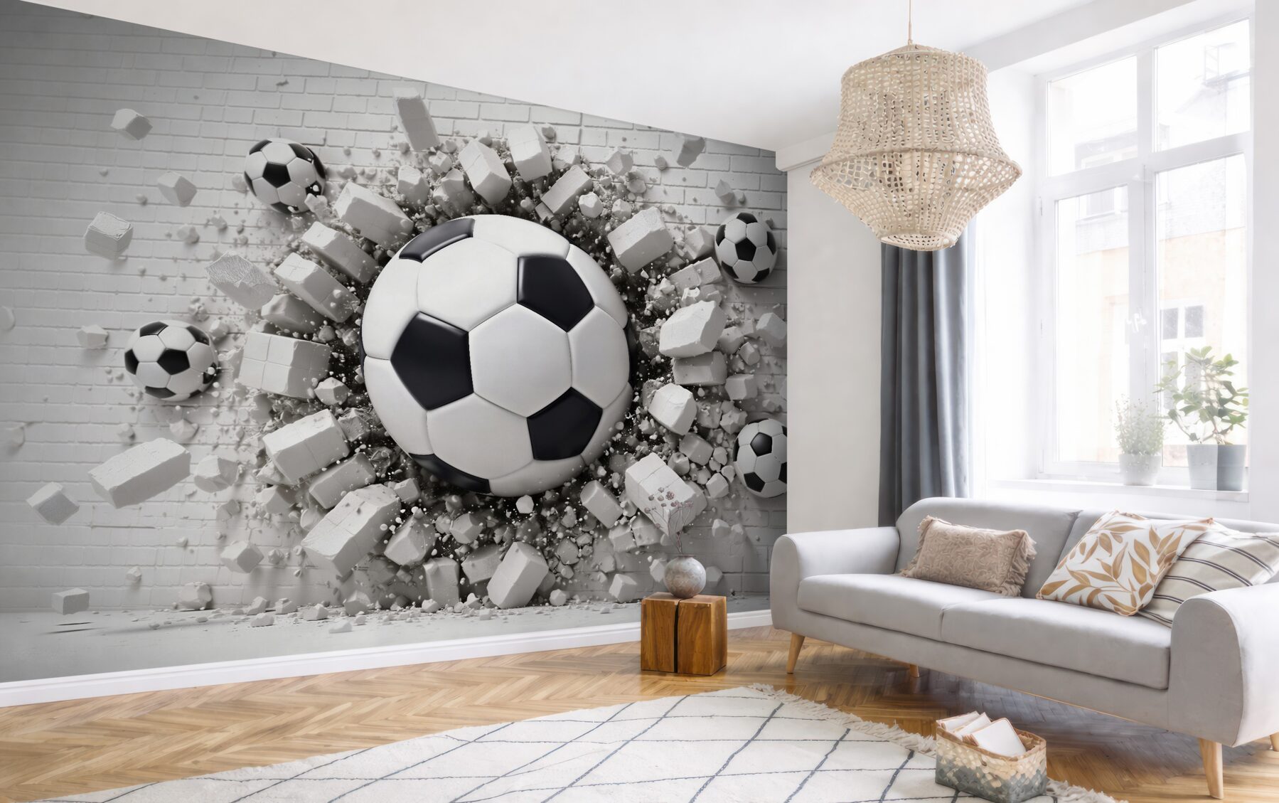 Fototapeta piłka 3d rozbijająca ścianę?v23