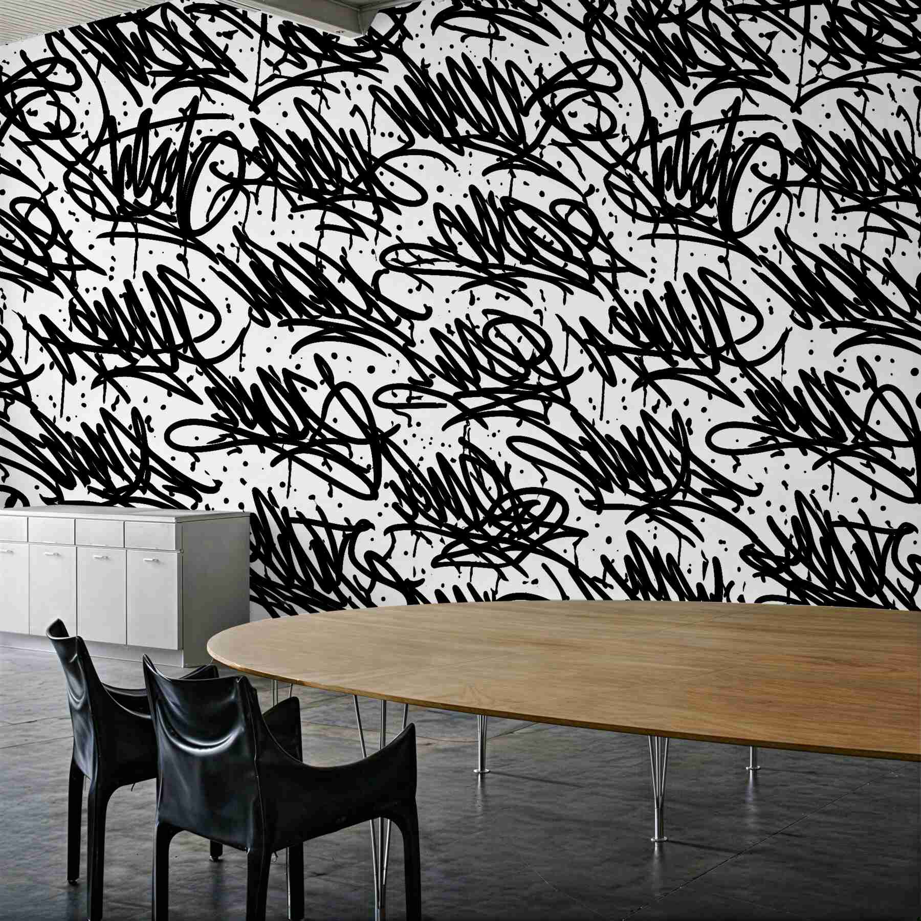 Fototapeta czarno-białe graffiti uliczne?v23