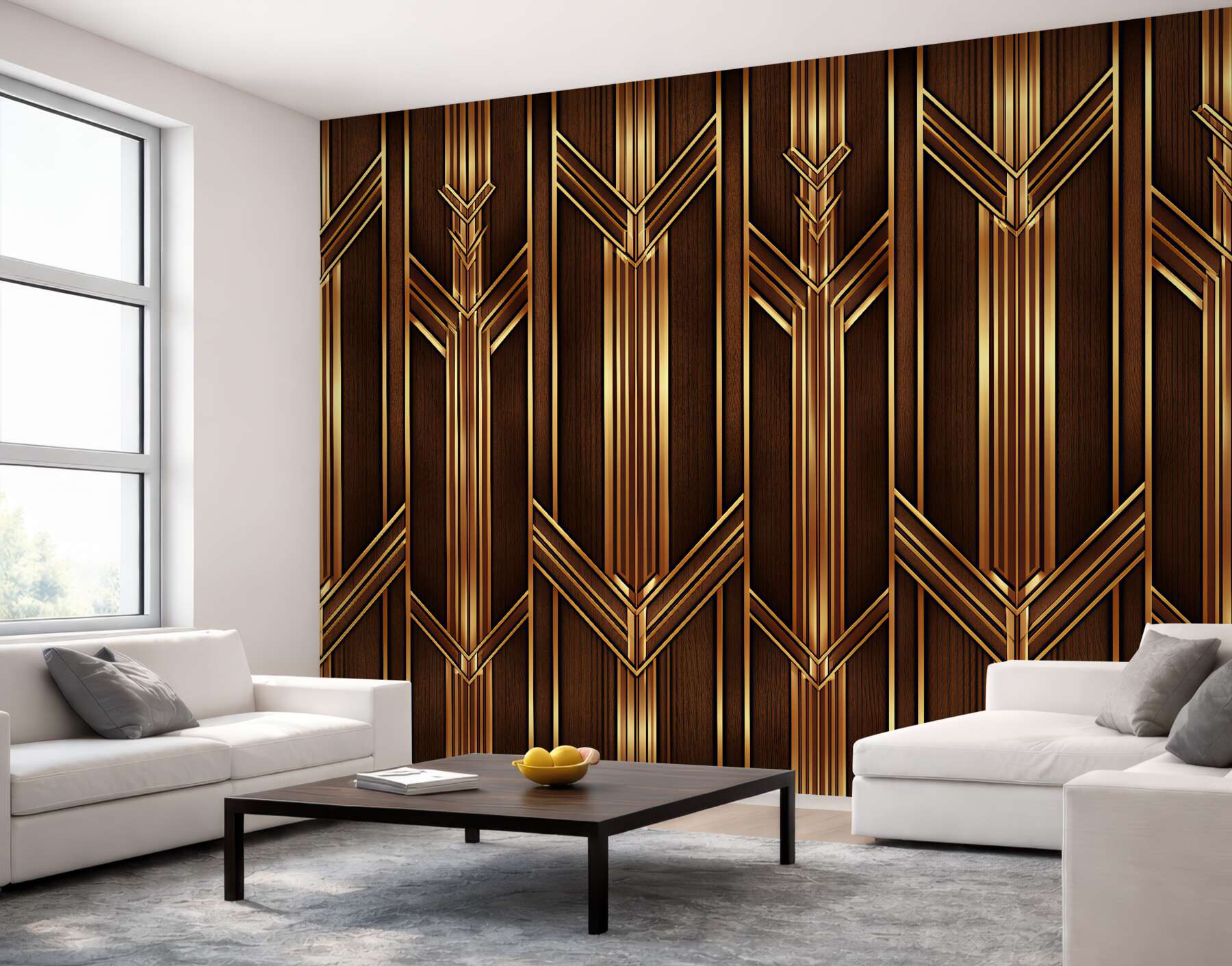 Fototapeta złote geometryczne drewno glamour?v23