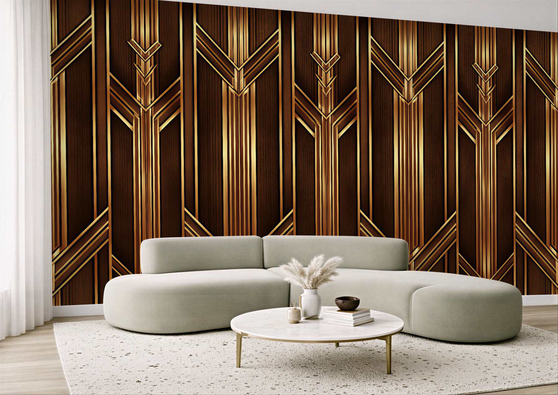 Fototapeta złote geometryczne drewno glamour?v23