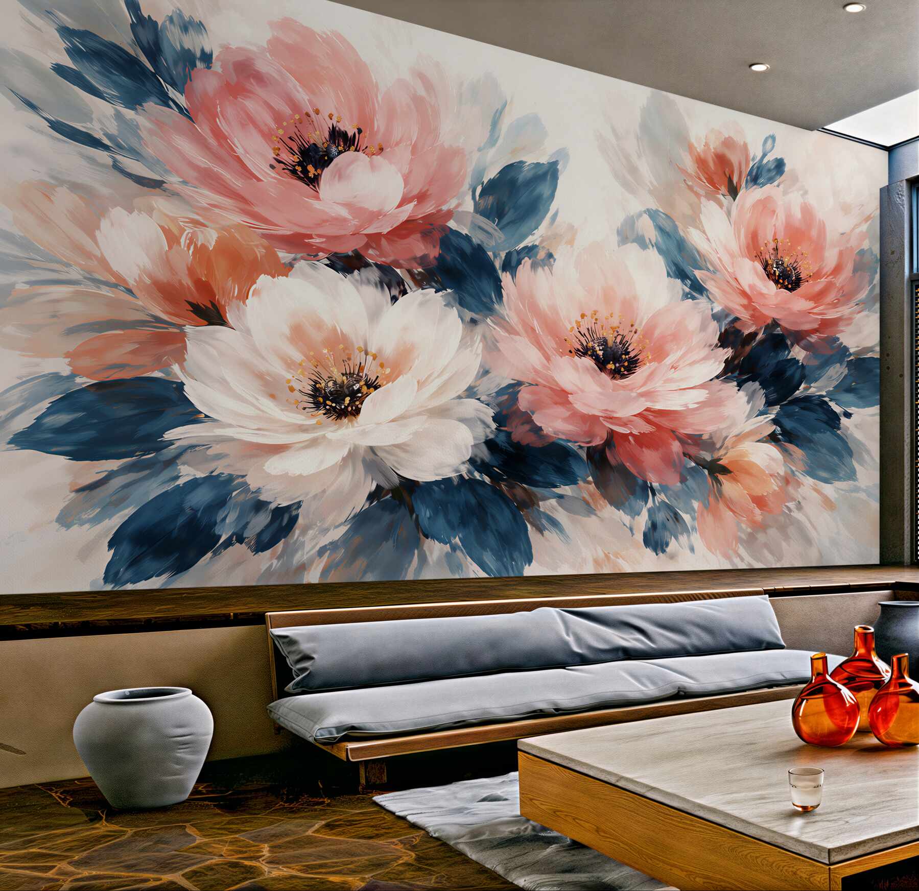 Fototapeta akwarelowe peonie w błękicie?v23