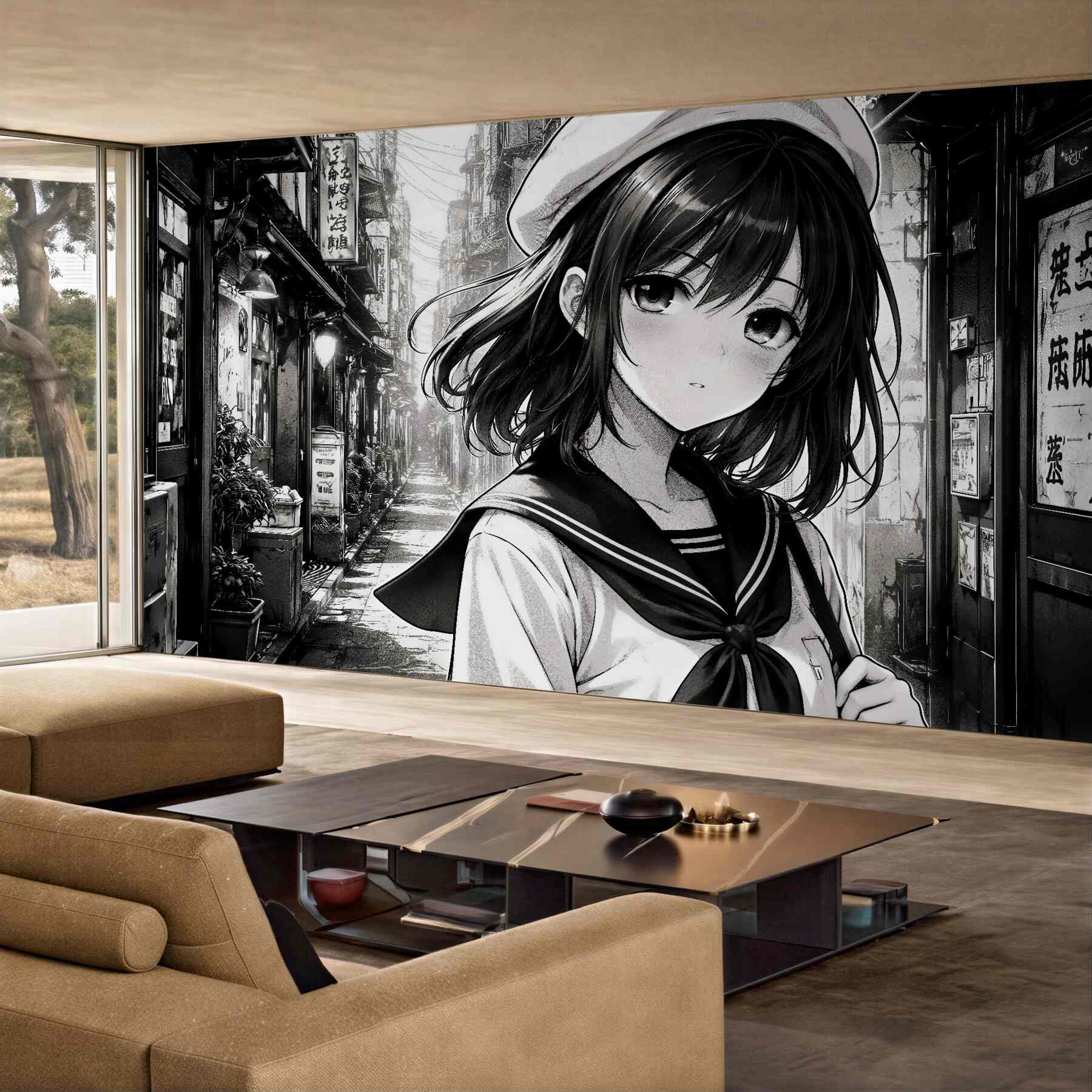 Fototapeta manga dziewczyna w miejskiej uliczce?v23