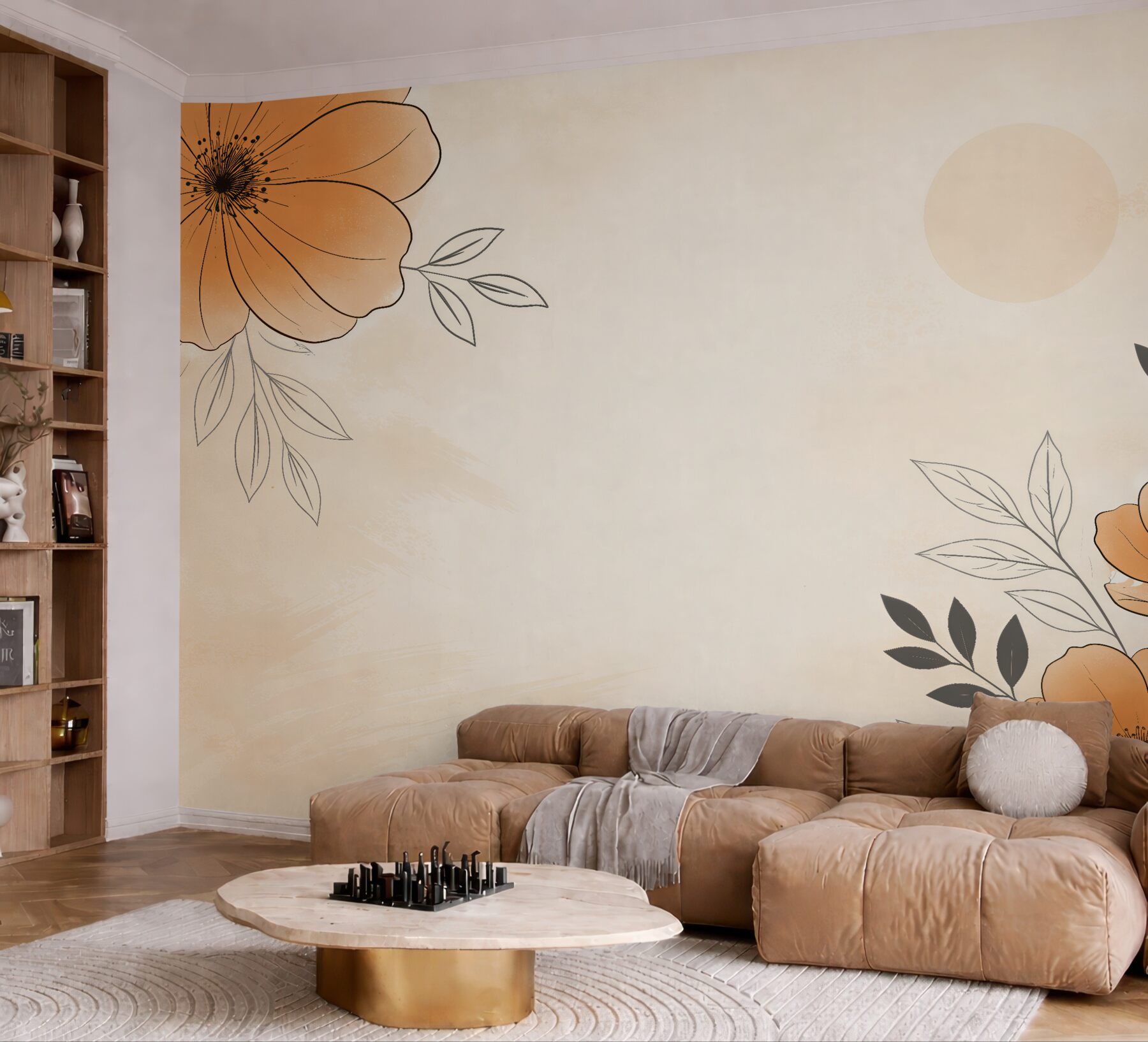 Fototapeta pomarańczowe maki minimalistyczne?v23
