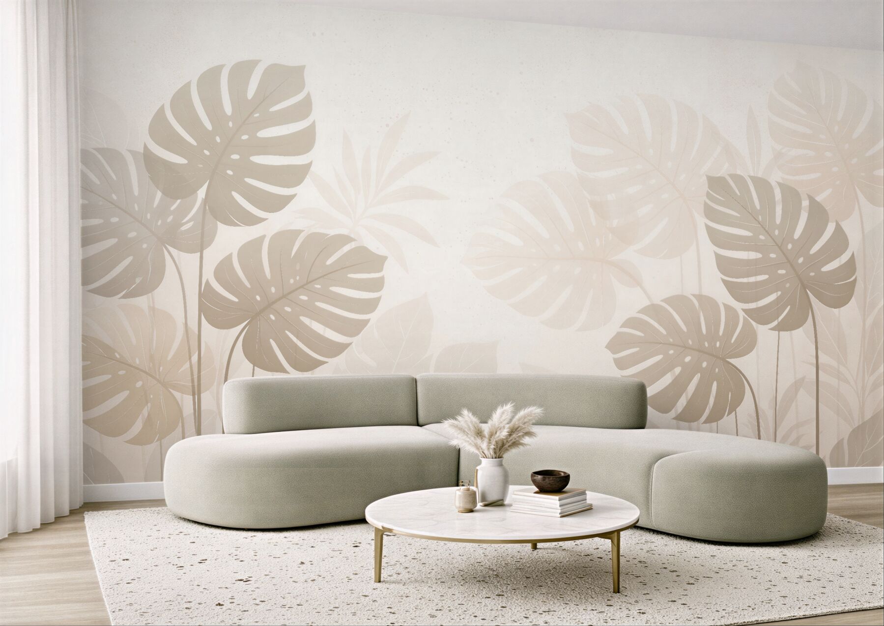 Fototapeta beżowe liście monstery?v23