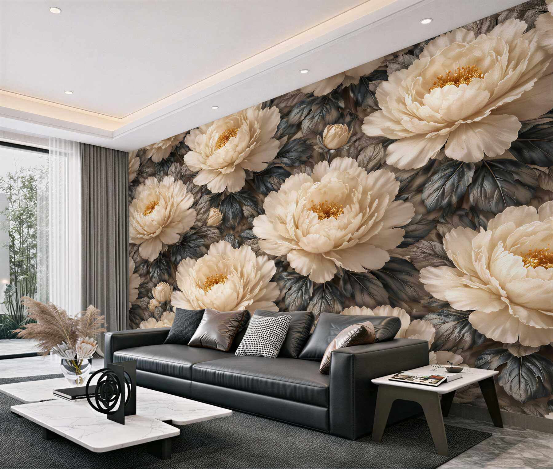 Fototapeta kremowe piwonie w eleganckim stylu?v23