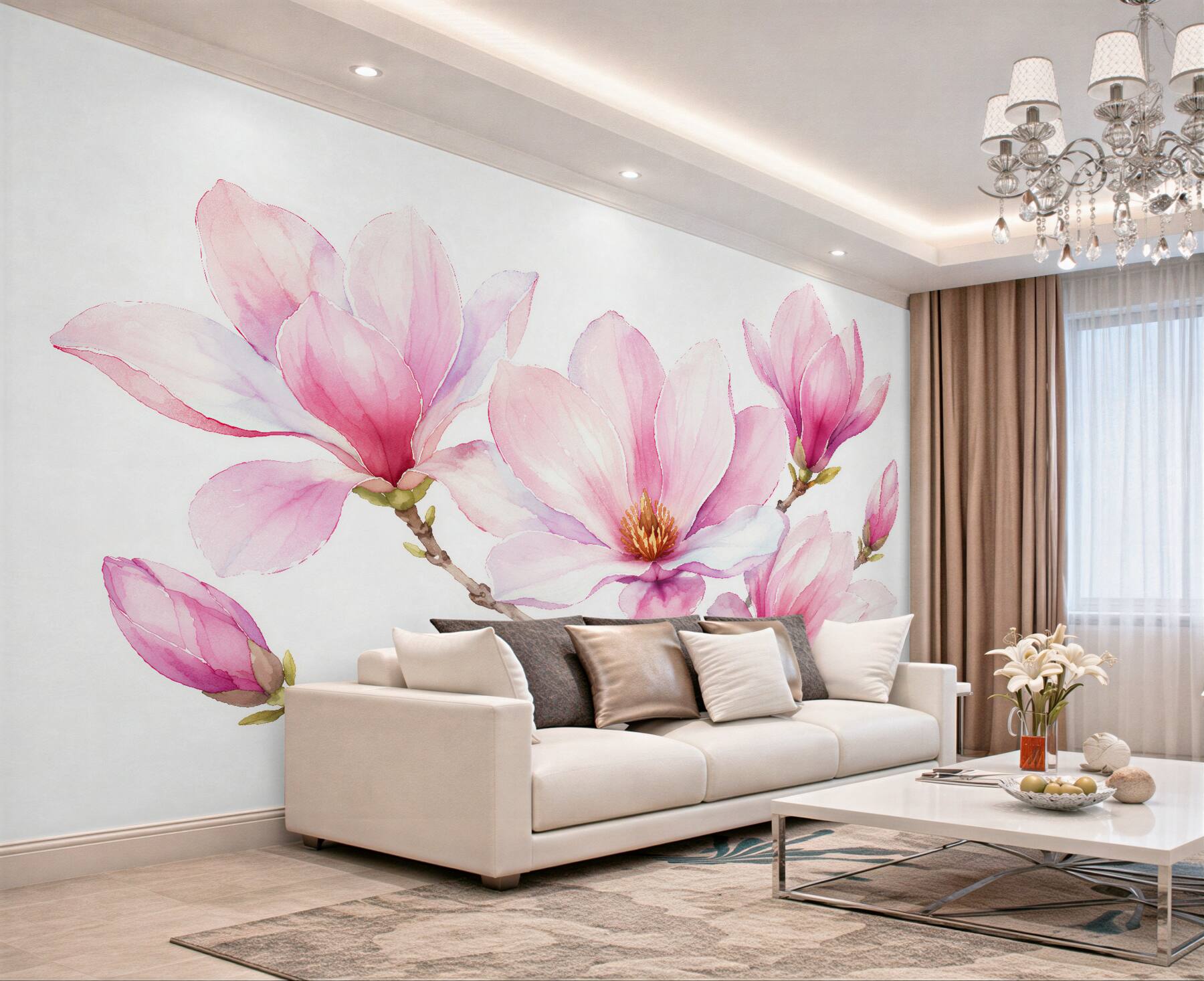 Fototapeta różowa akwarelowa magnolia?v23