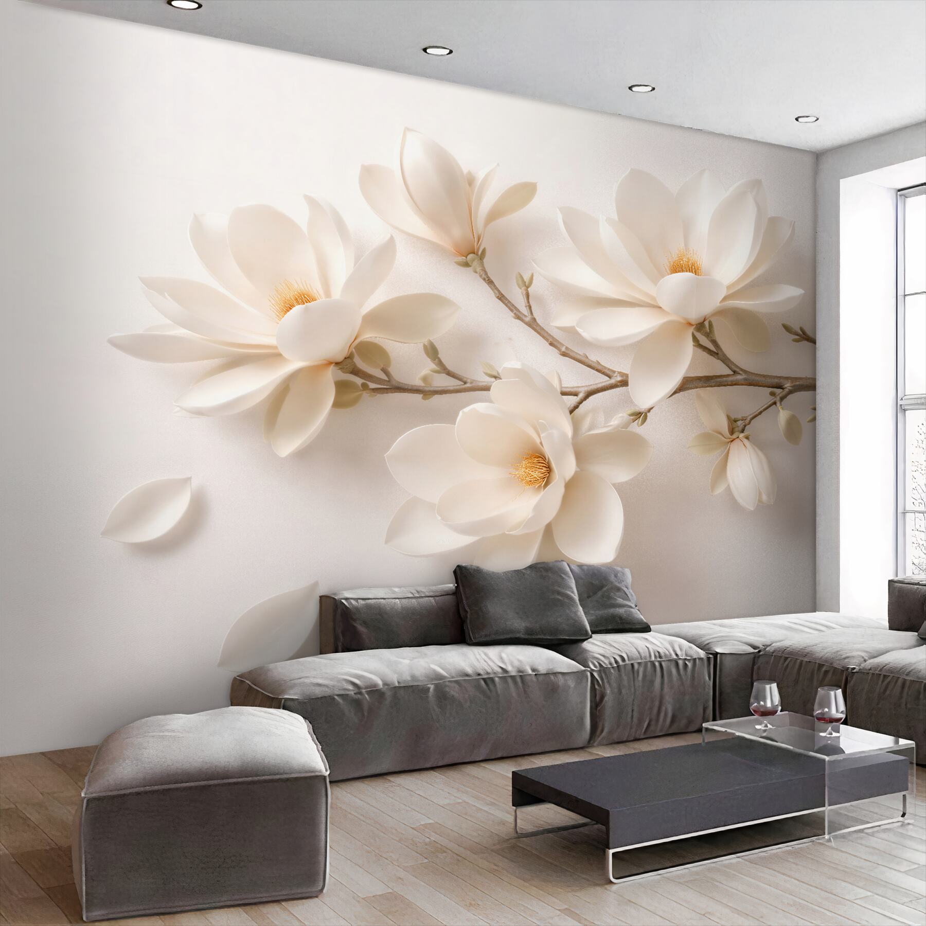 Fototapeta kremowa magnolia 3d na gałęzi?v23