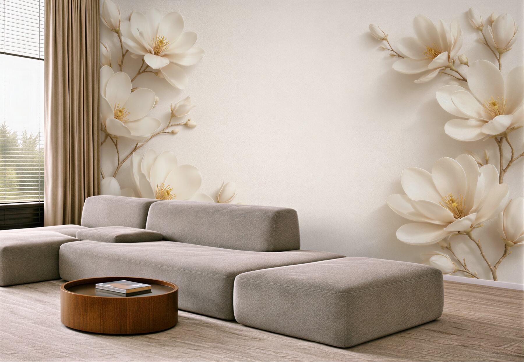 Fototapeta jasne magnolie w eleganckiej ramie?v23