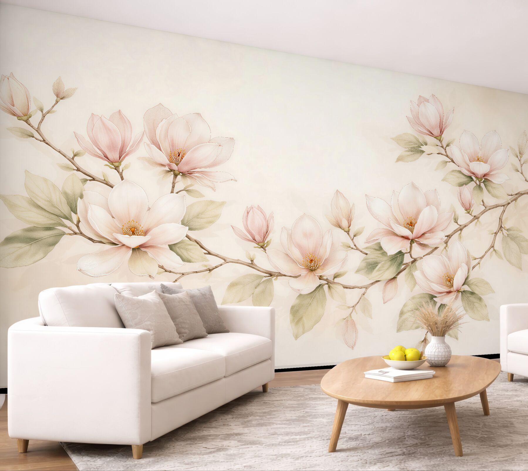 Fototapeta pastelowe magnolie na delikatnej gałęzi?v23
