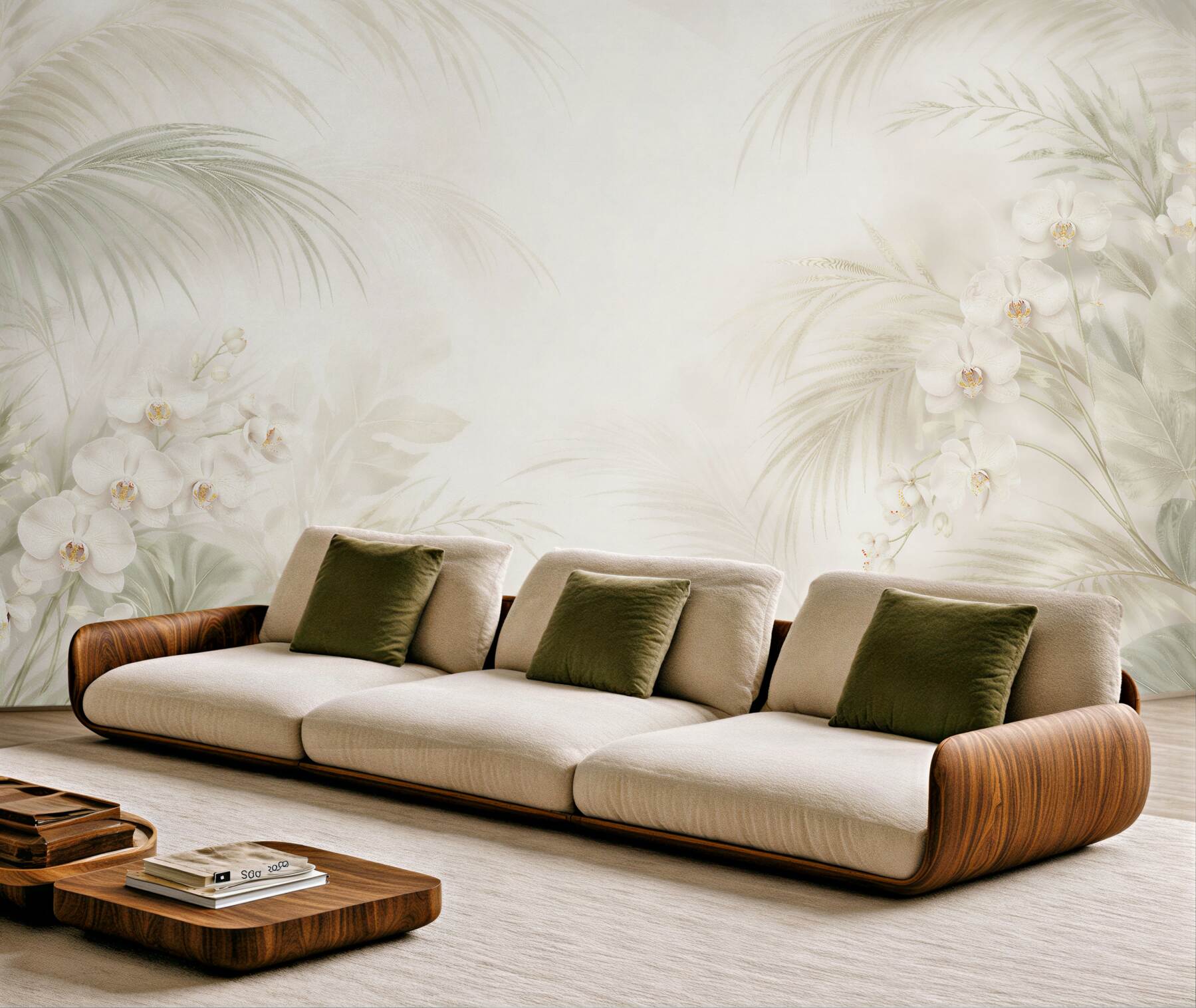 Fototapeta kremowe orchidee i liście palmy?v23