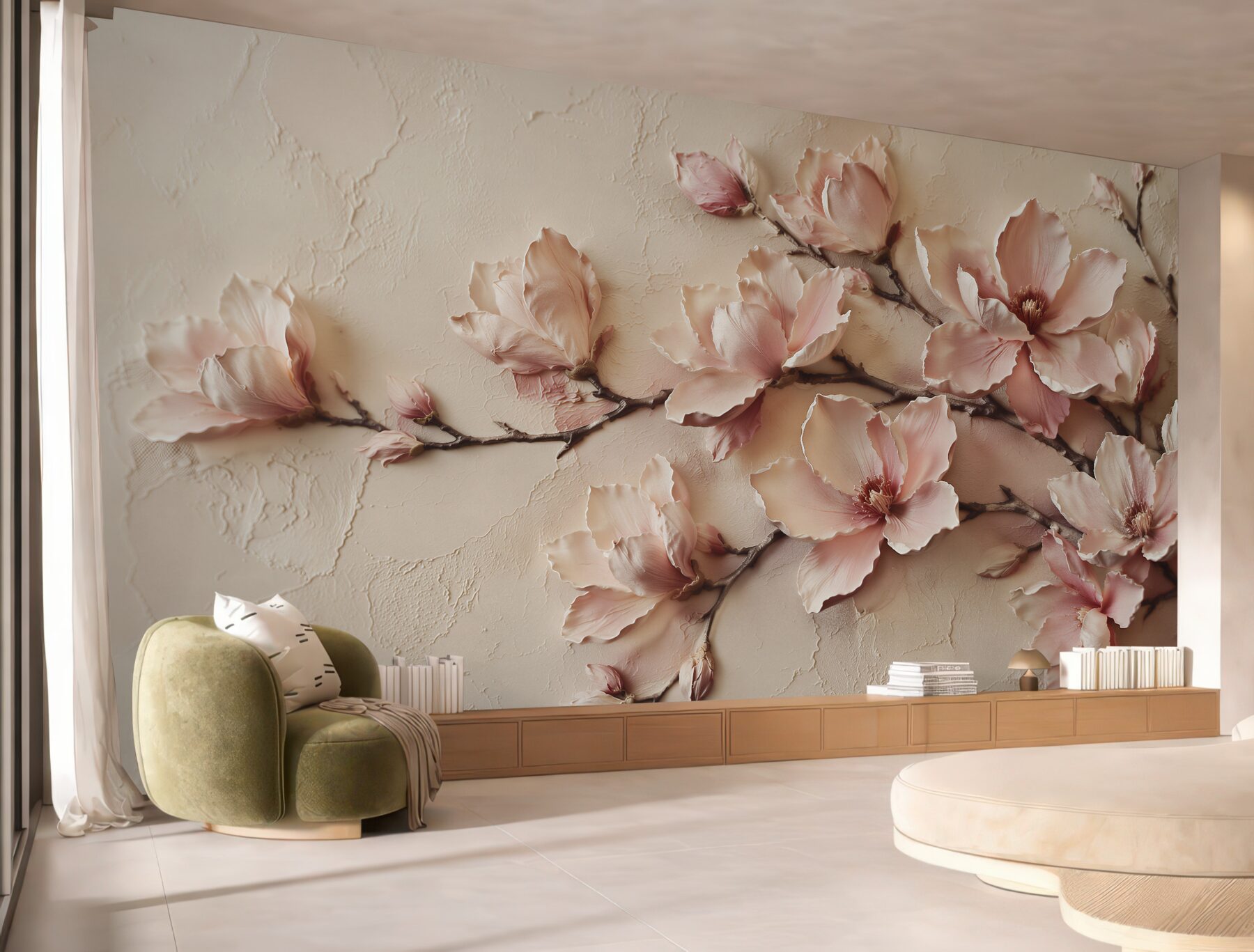 Fototapeta pudrowe magnolie 3d?v23