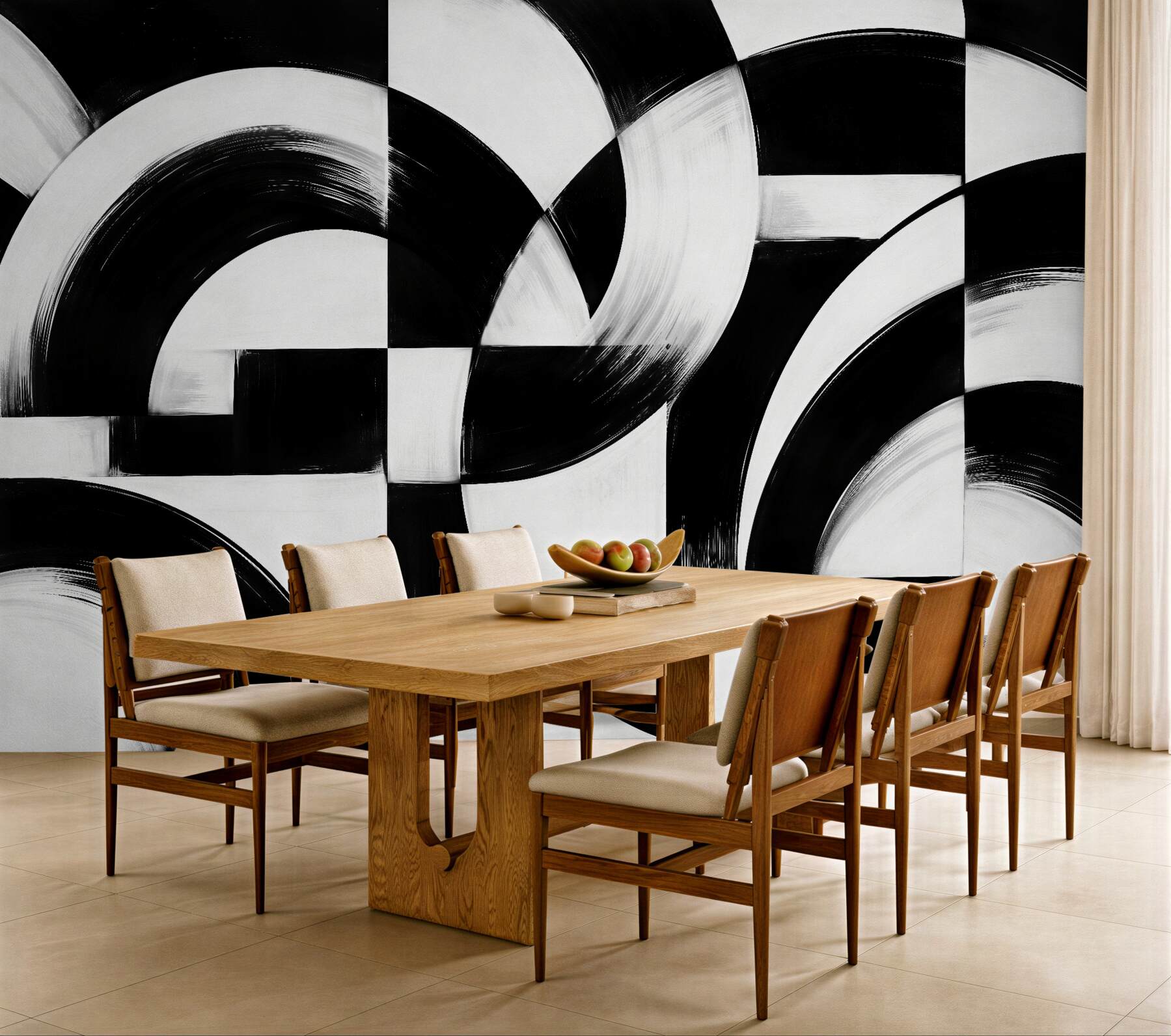 Fototapeta czarno-biała geometryczna abstrakcja łuków?v23