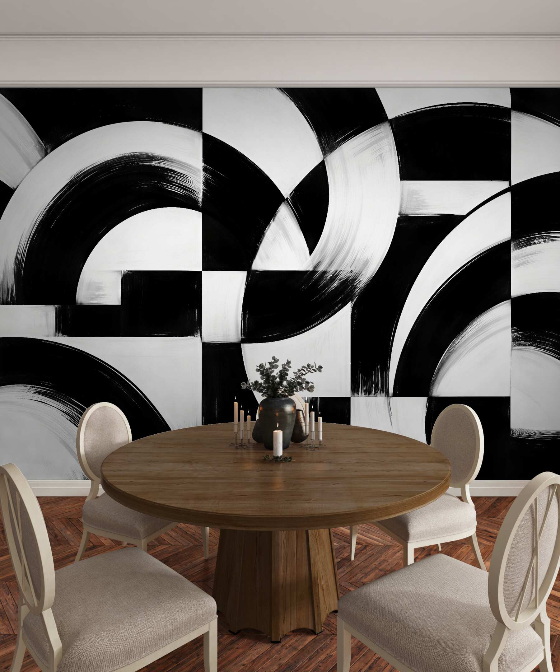 Fototapeta czarno-biała geometryczna abstrakcja łuków?v23