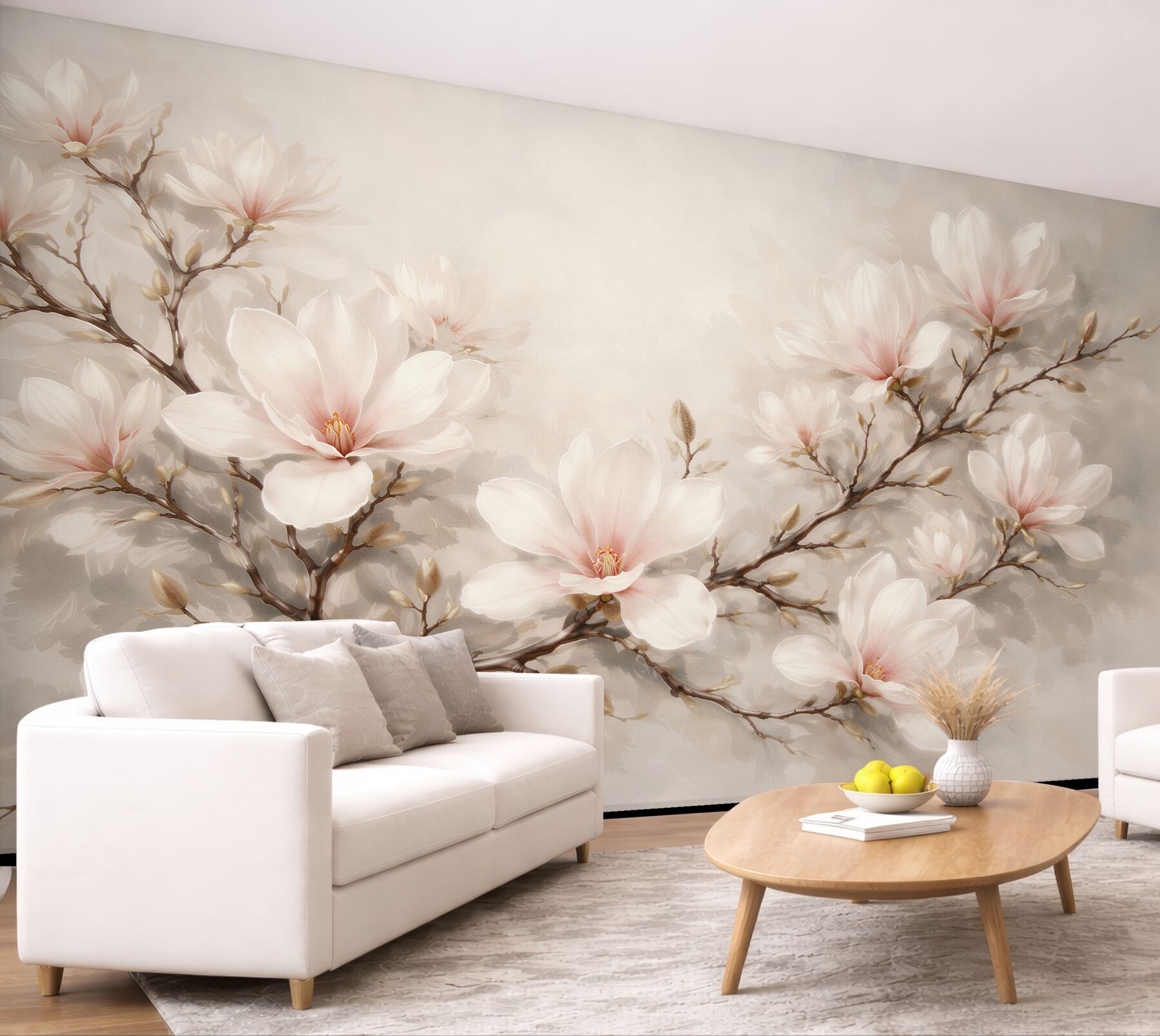 Fototapeta pastelowa magnolia na delikatnej gałęzi?v23