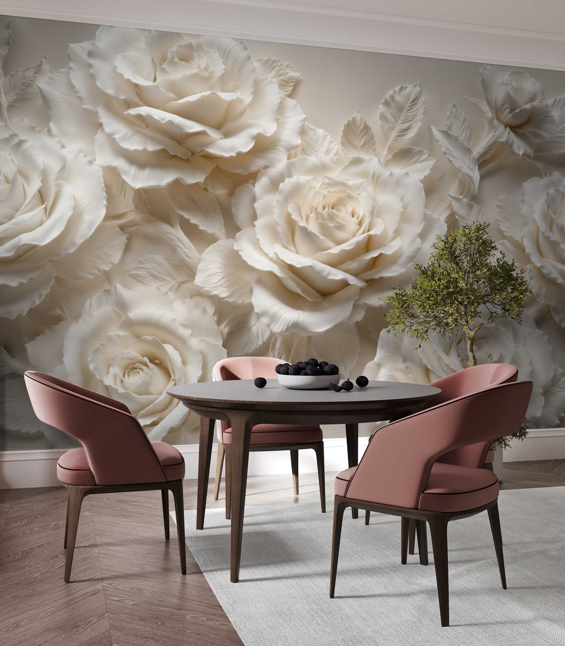 Fototapeta kremowe róże w eleganckim reliefie?v23