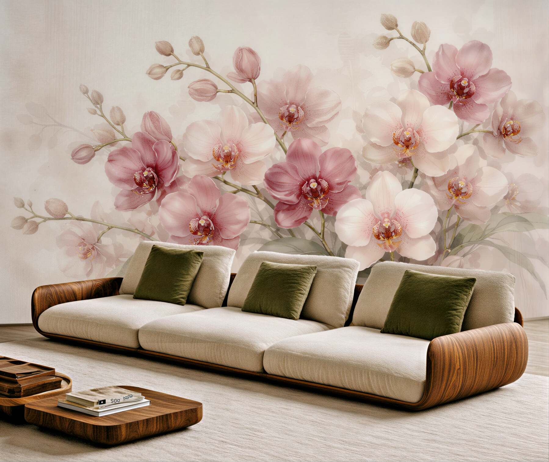 Fototapeta pudrowe orchidee w świetlistej kompozycji?v23