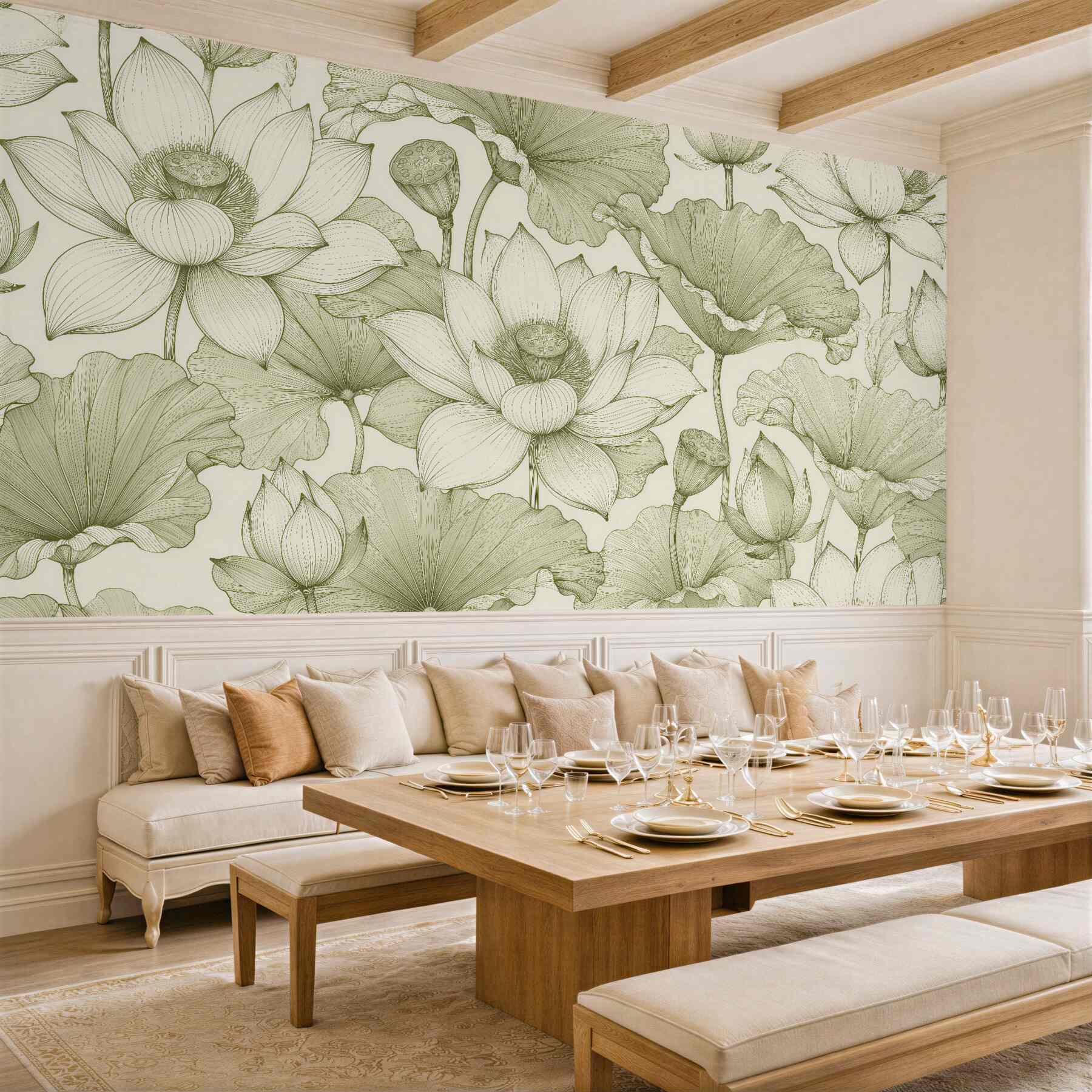 Fototapeta lotosowa harmonia w seledynowych liniach?v23