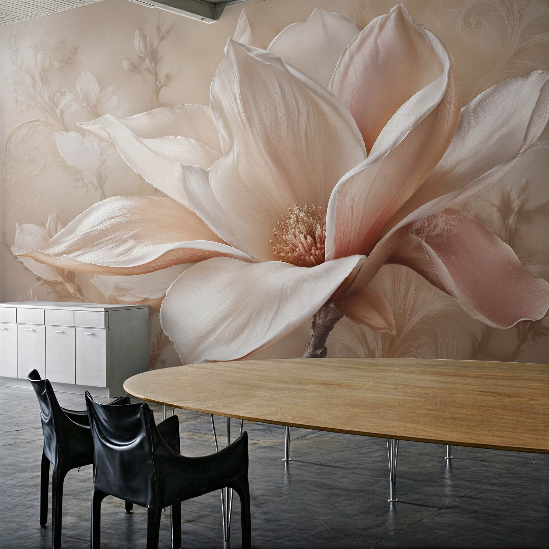 Fototapeta pudrowa magnolia w eleganckim detalu?v23