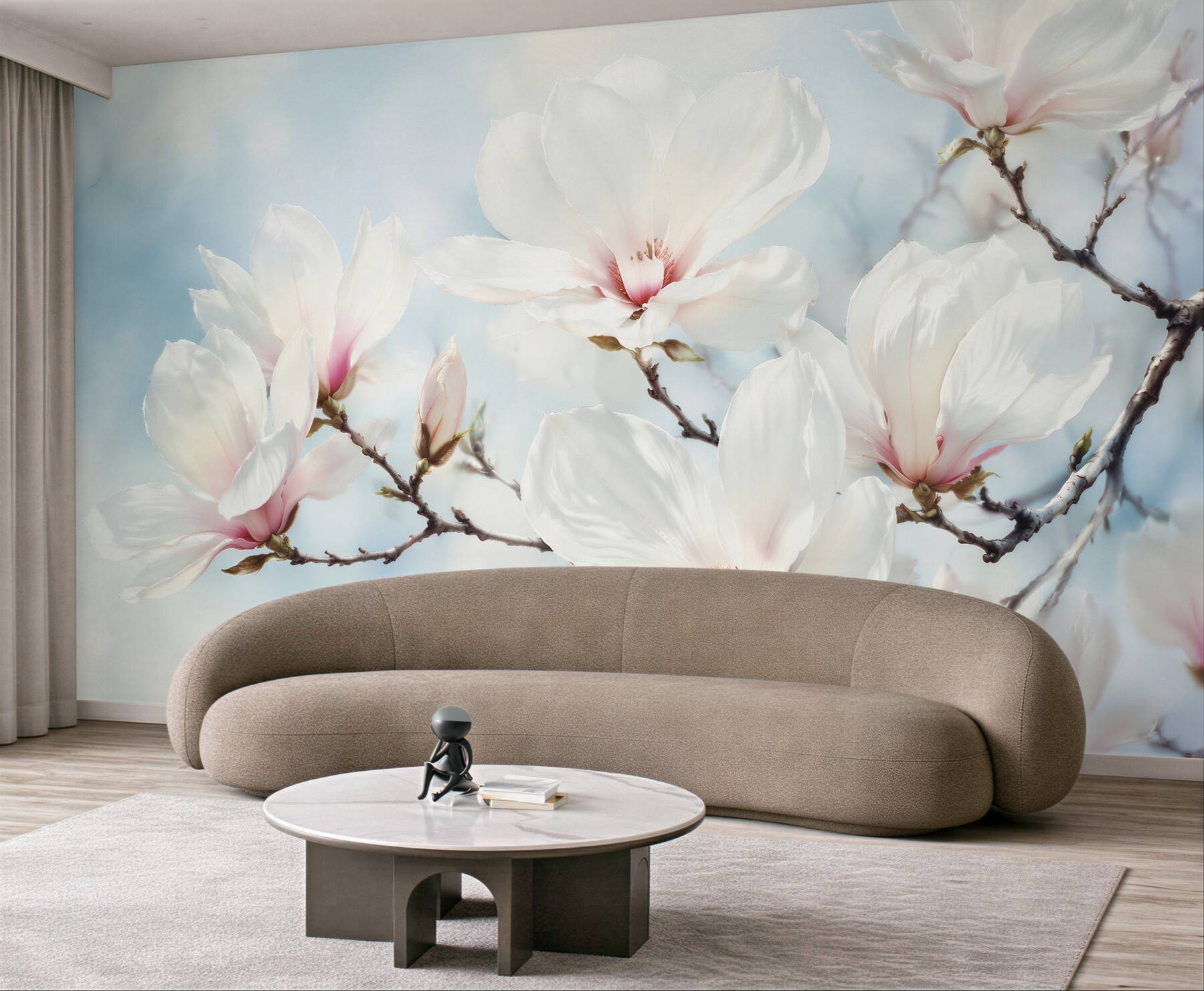Fototapeta delikatna magnolia na błękitnym tle?v23