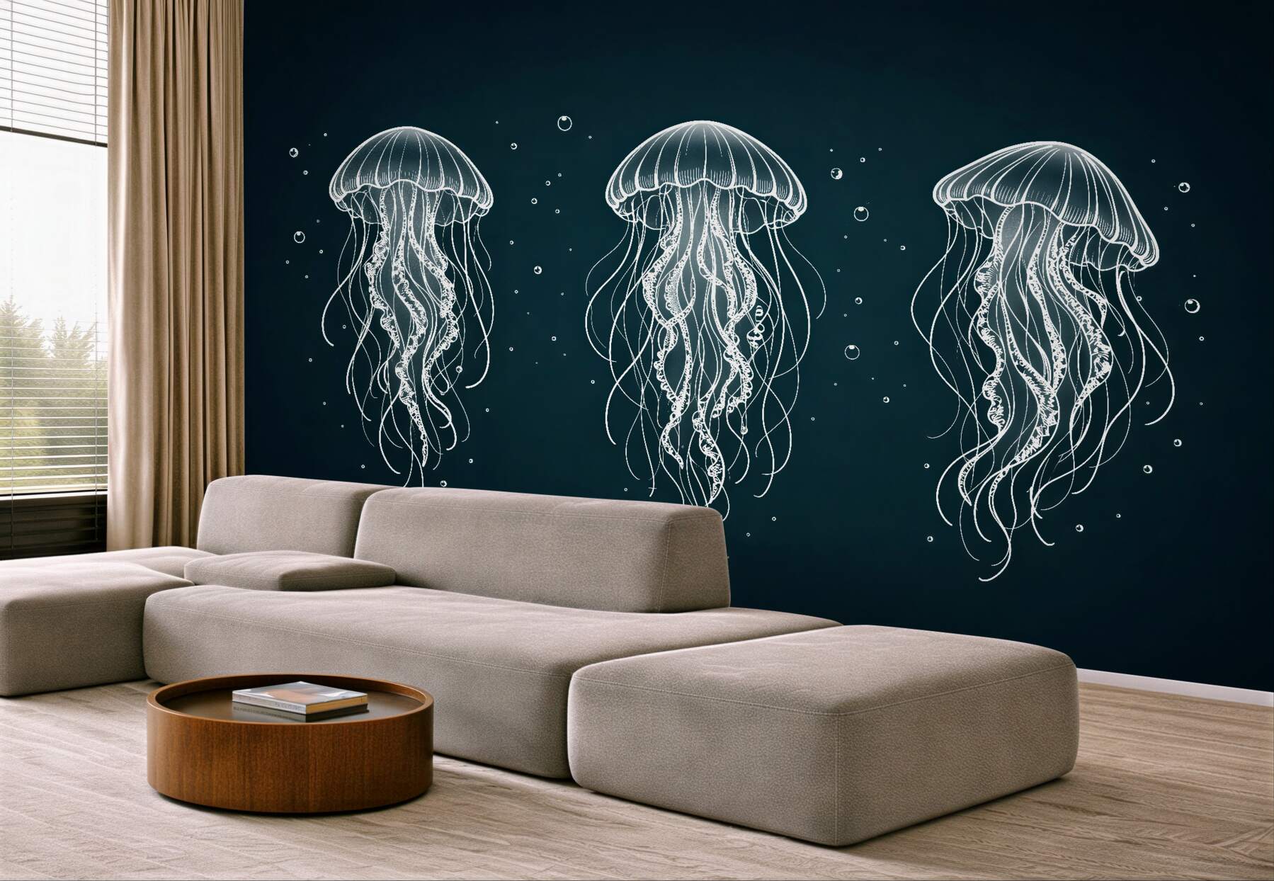 Fototapeta subtelne meduzy w głębinie?v23