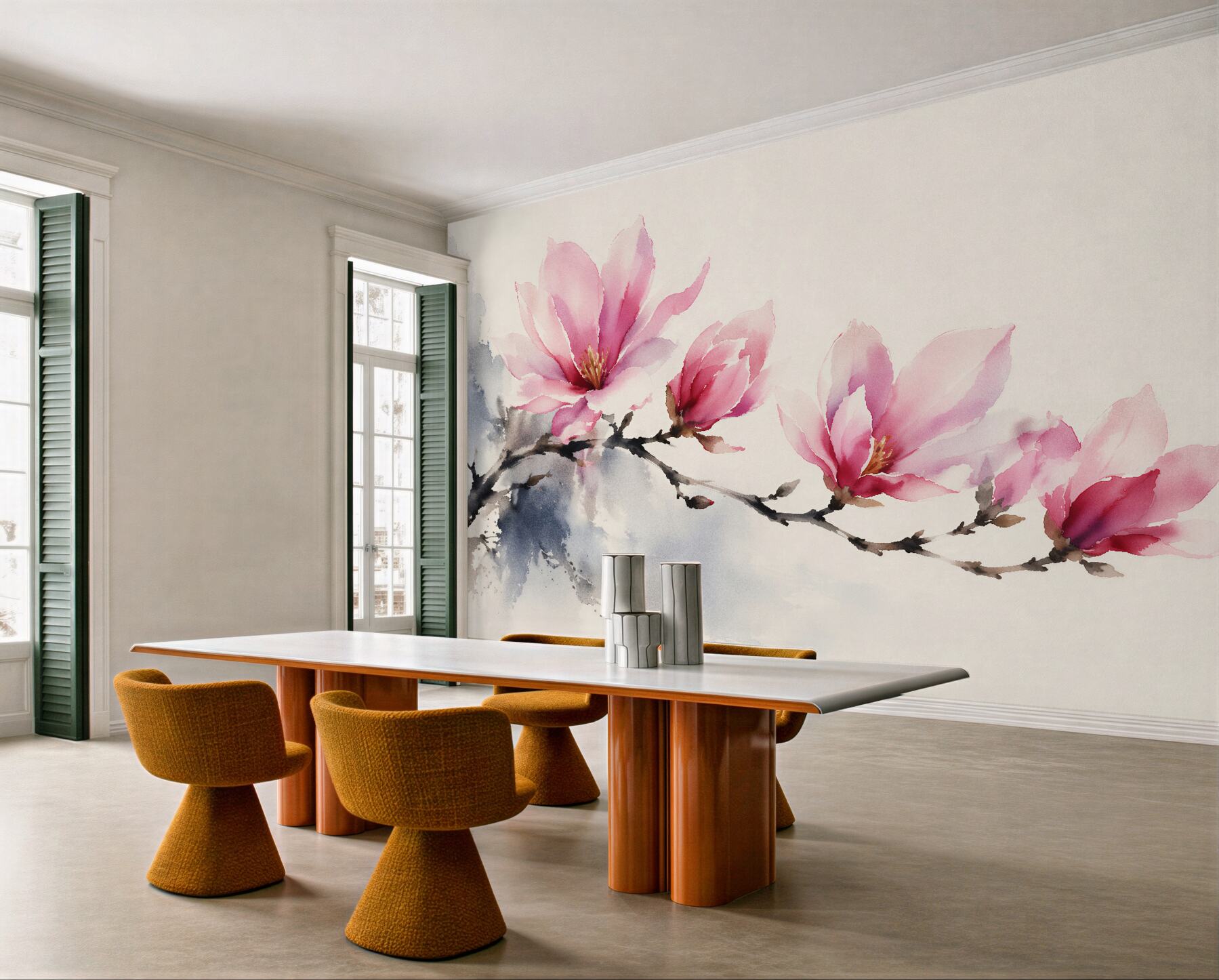 Fototapeta akwarelowa gałąź magnolii?v23