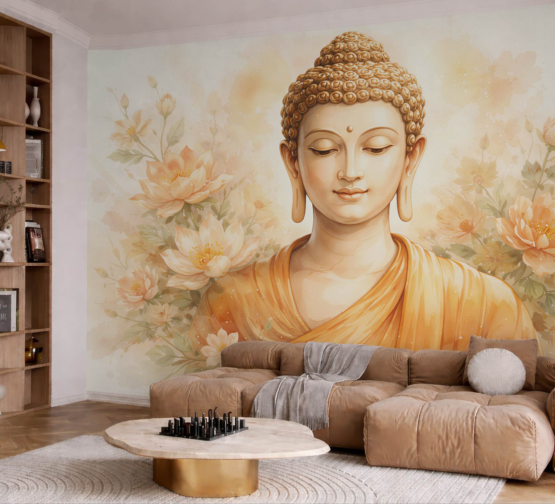 Fototapeta złoty budda w kwiatach?v23
