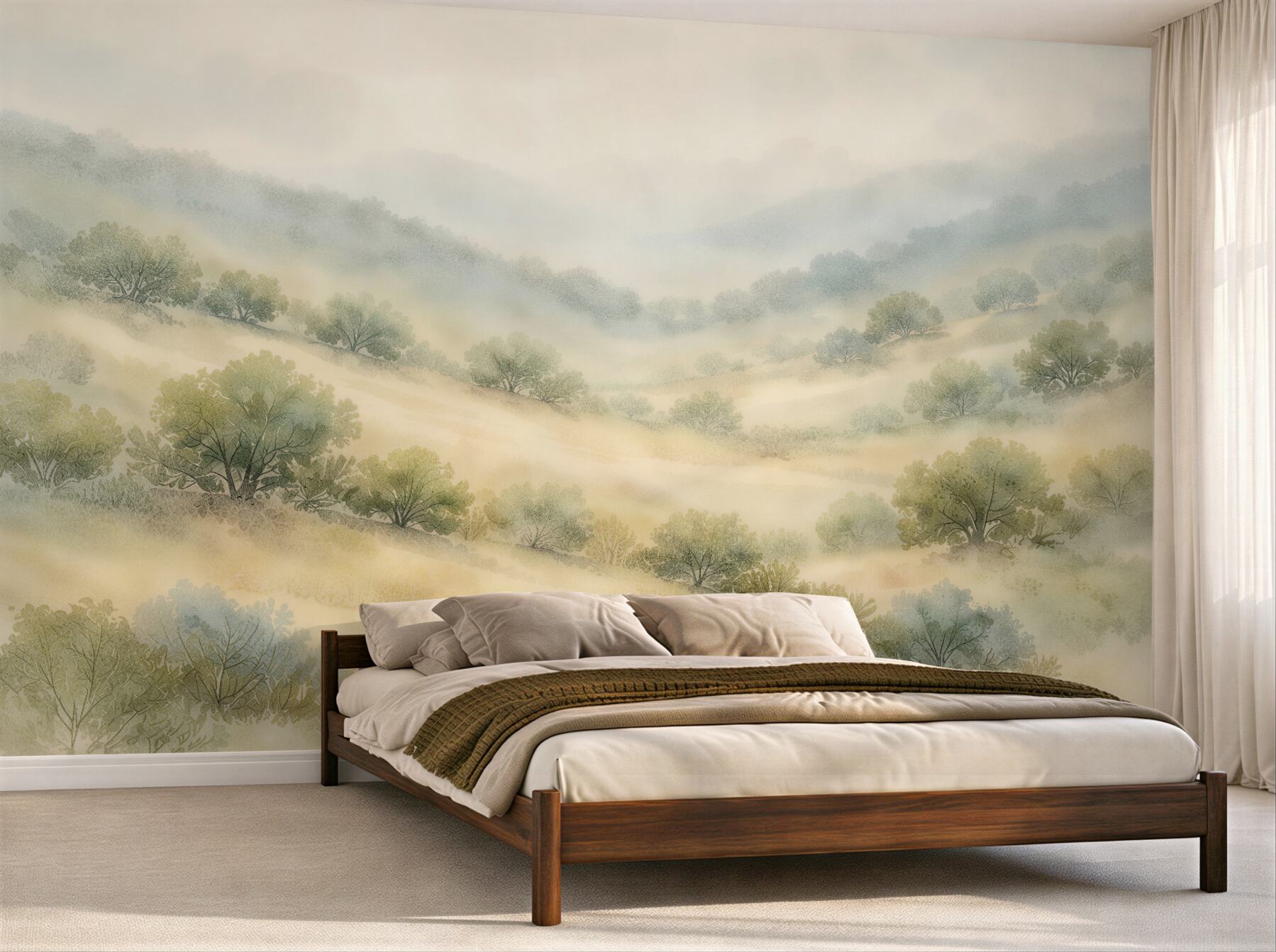 Fototapeta mgliste wzgórza w pastelowym Świetle?v23