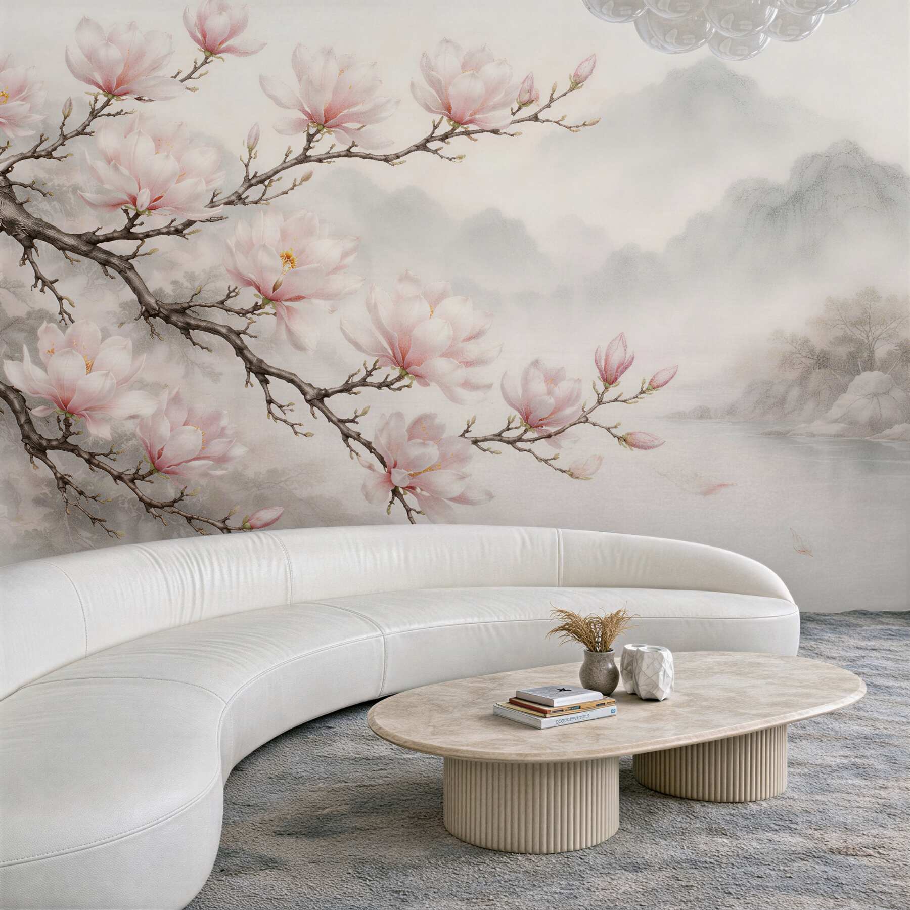 Fototapeta magnolie nad mglistym jeziorem?v23