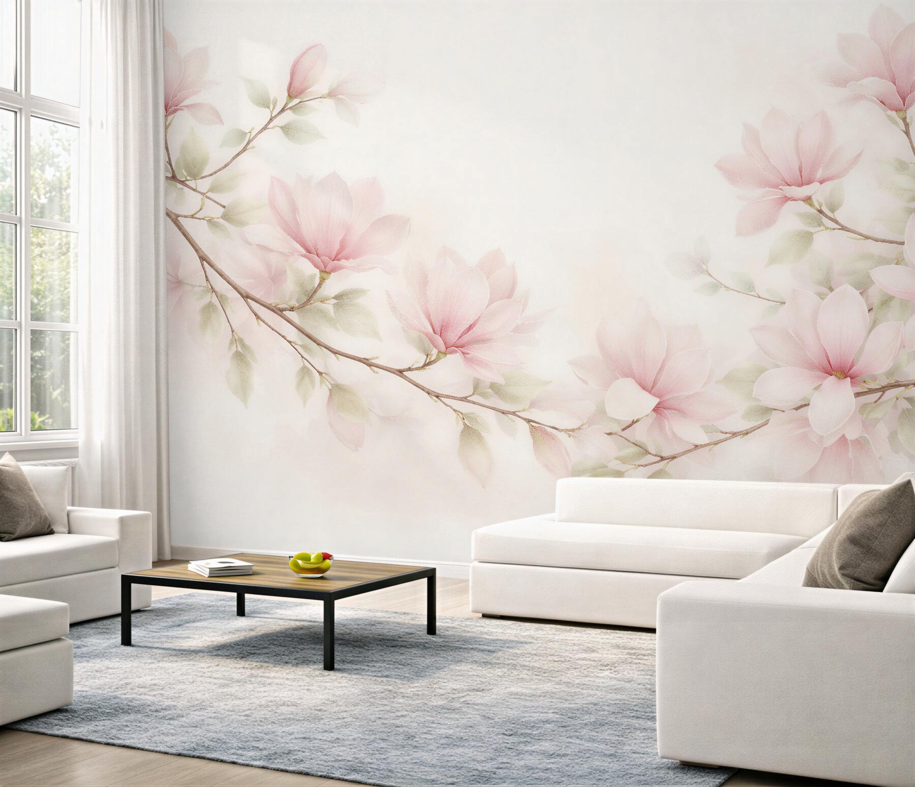 Fototapeta pastelowe magnolie na subtelnych gałązkach?v23