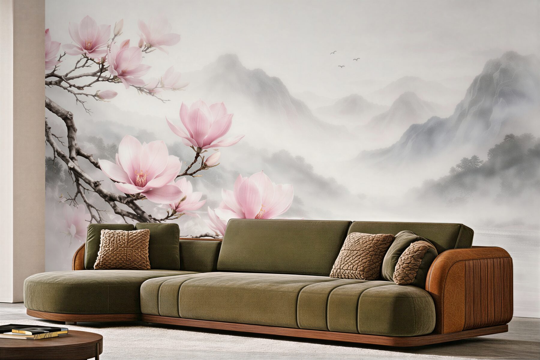 Fototapeta magnolie nad mglistym jeziorem górskim?v23