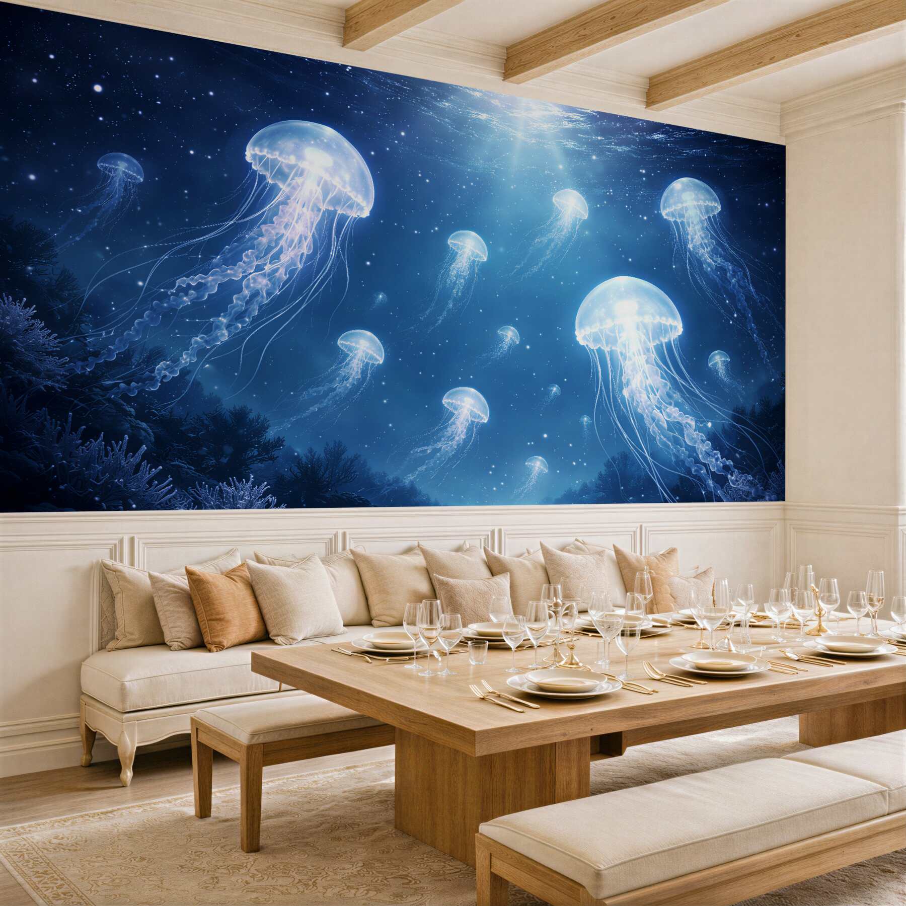 Fototapeta magiczne meduzy w nocnym oceanie?v23