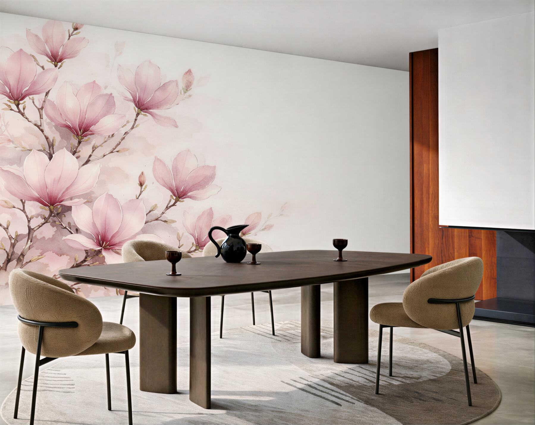 Fototapeta pudrowa magnolia akwarelowa?v23