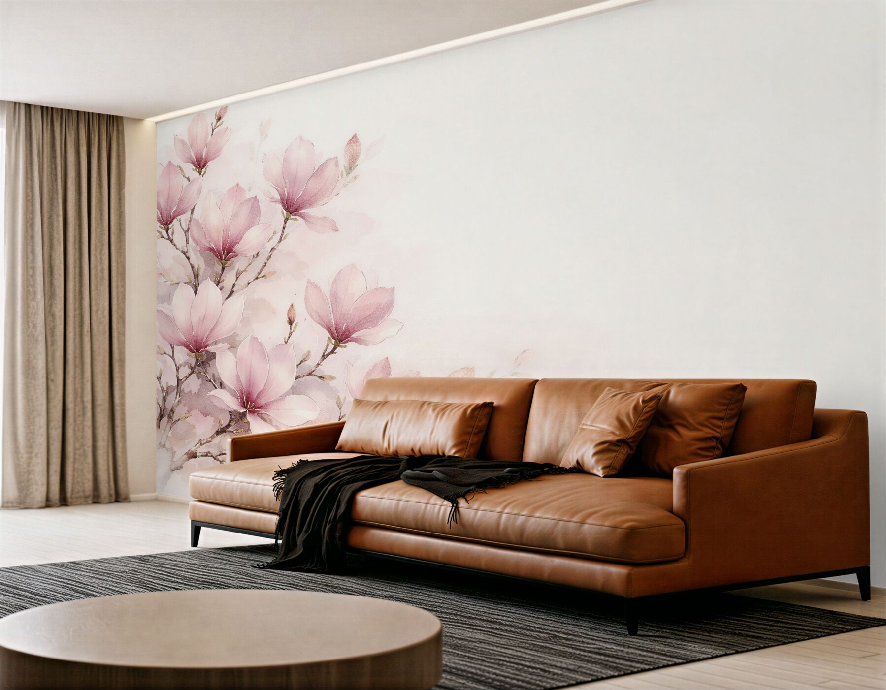 Fototapeta pudrowa magnolia akwarelowa?v23