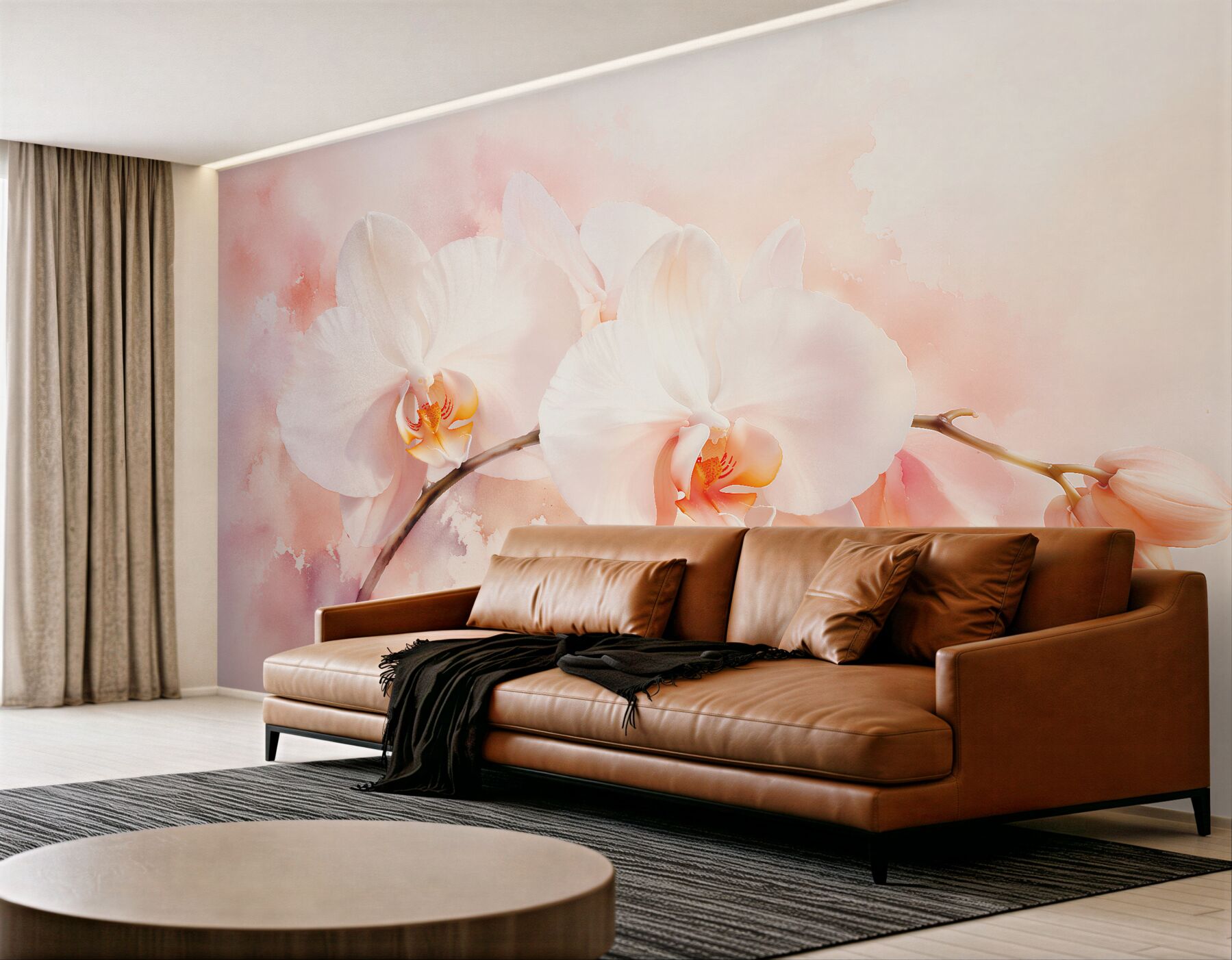 Fototapeta białe orchidee w pudrowym blasku?v23