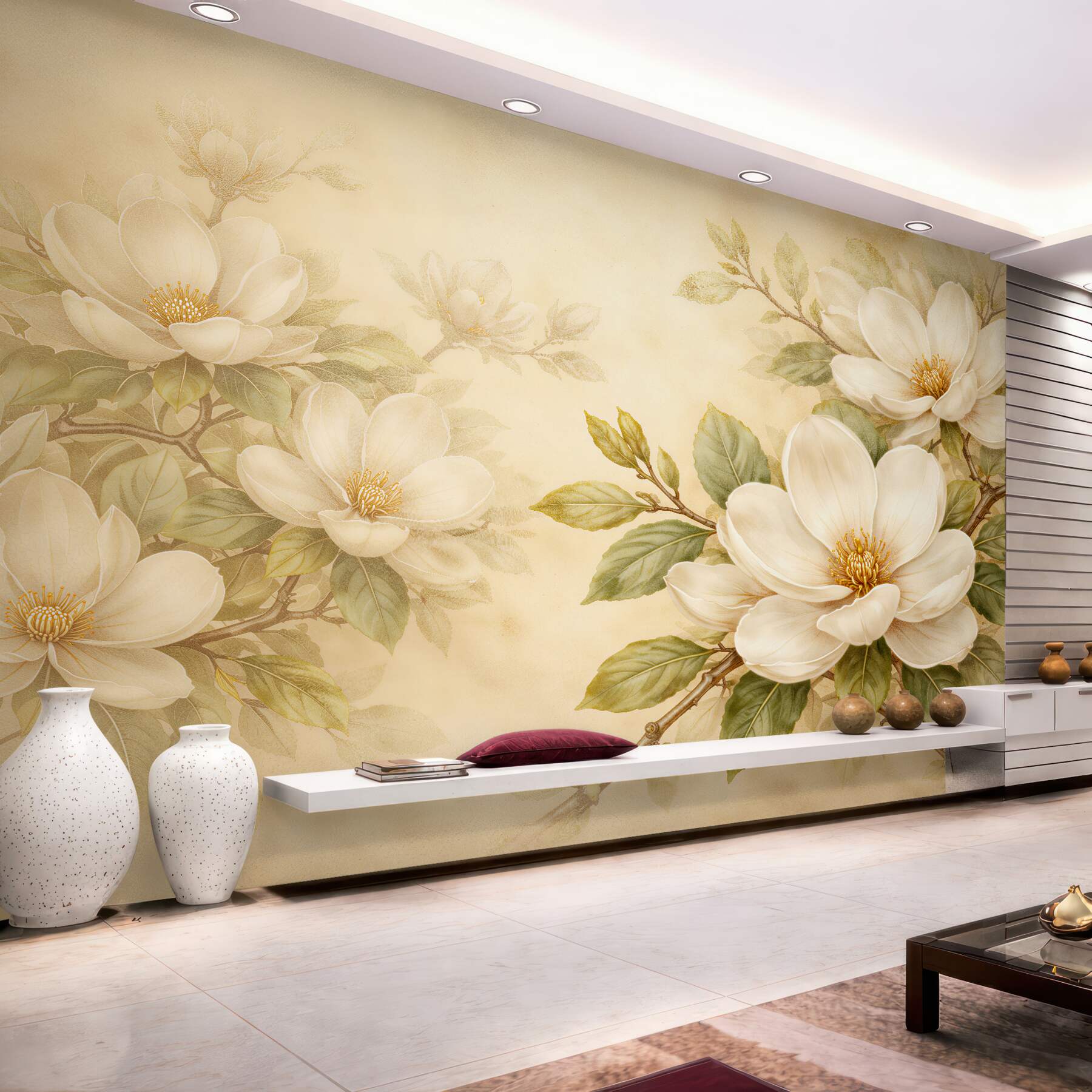 Fototapeta kremowe magnolie w eleganckim rozkwicie?v23