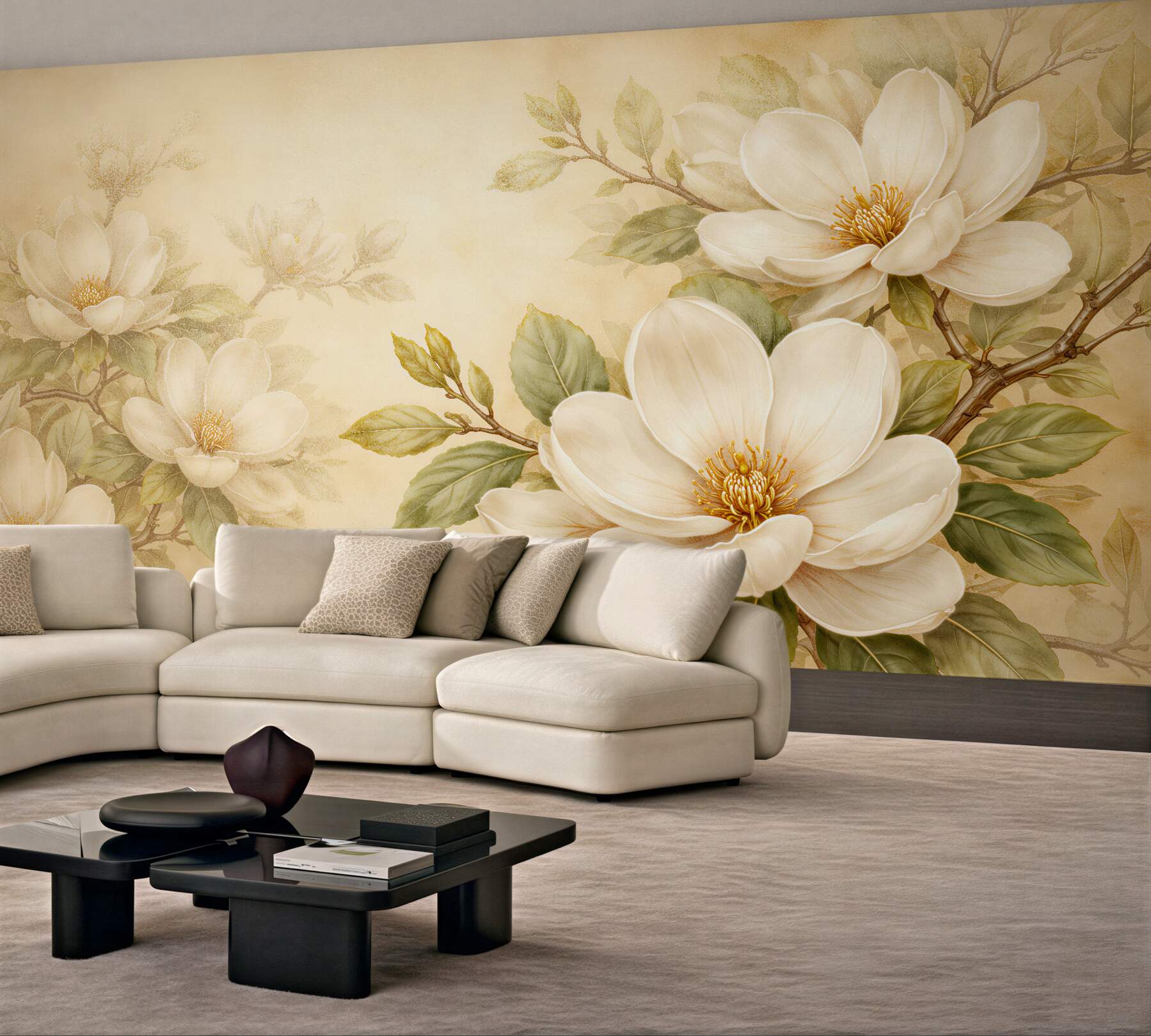 Fototapeta kremowe magnolie w eleganckim rozkwicie?v23