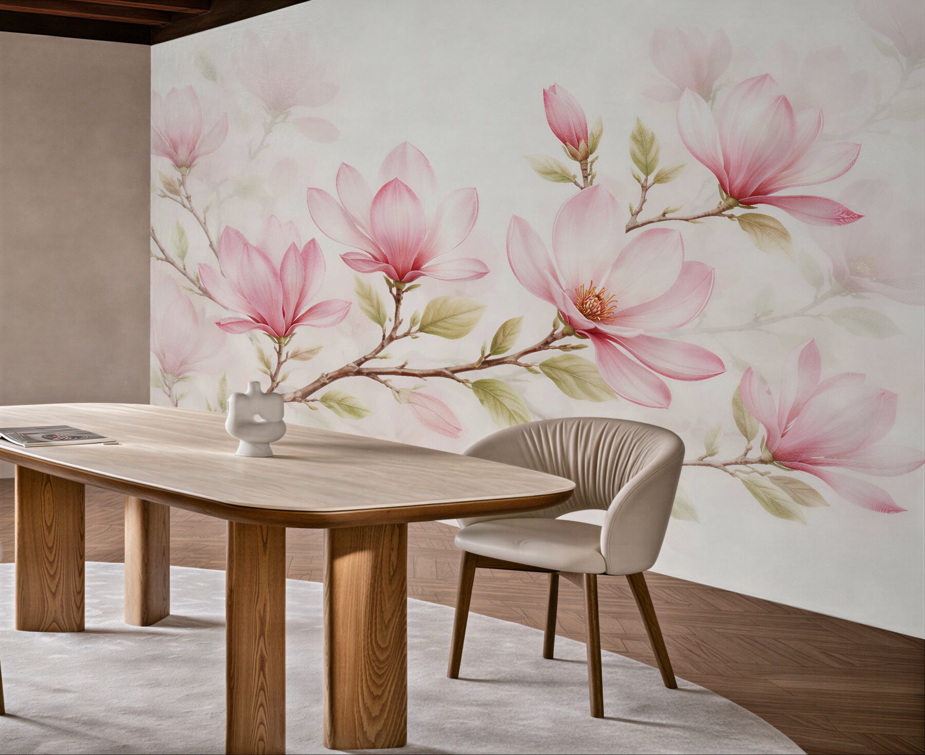 Fototapeta delikatne magnolie na jasnej gałęzi?v23