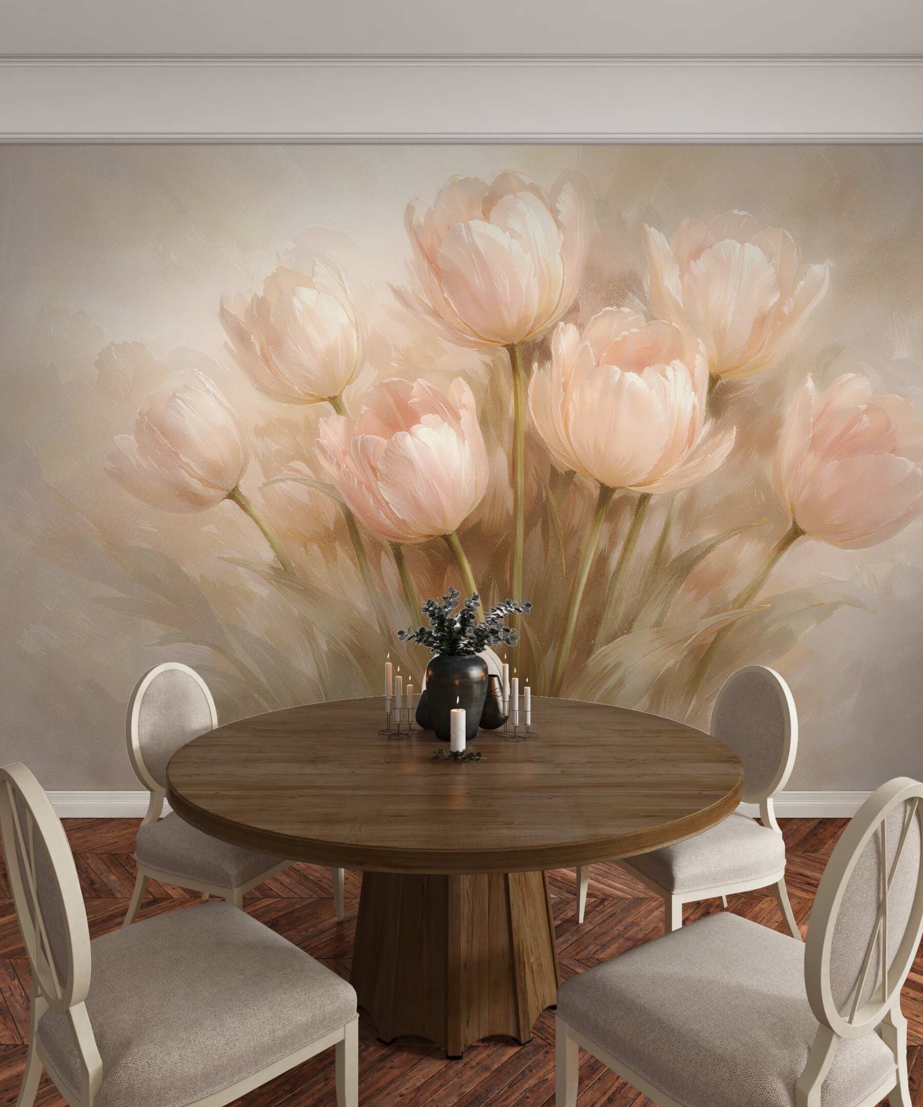 Fototapeta pudrowe tulipany w świetle?v23
