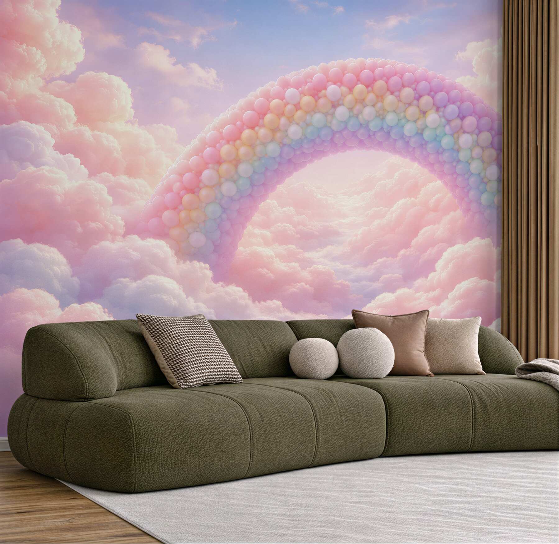 Fototapeta pastelowa tęcza w chmurach?v23