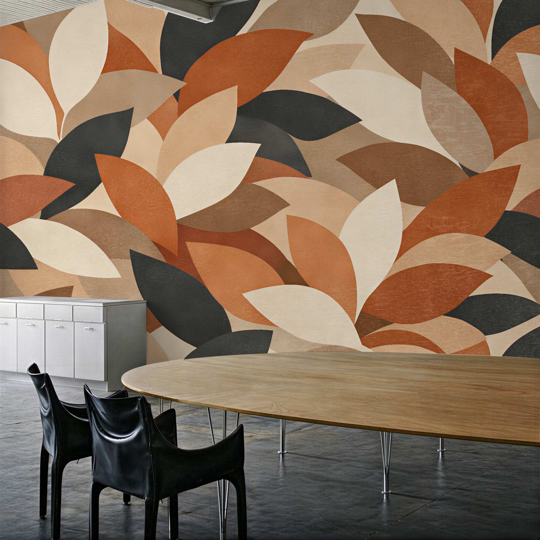 Fototapeta geometryczne liście w ciepłych barwach?v23
