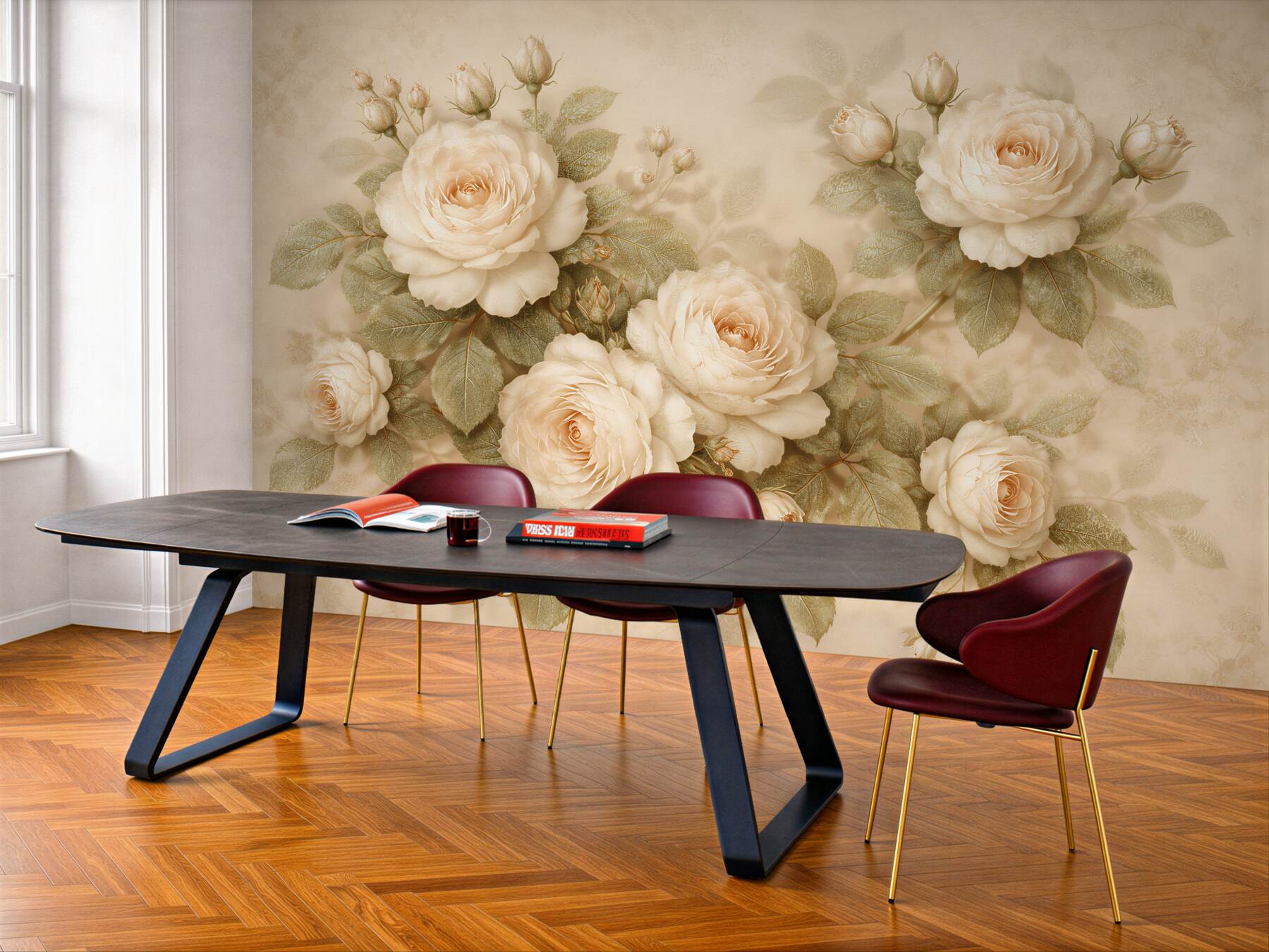 Fototapeta kremowe róże w eleganckim stylu?v23