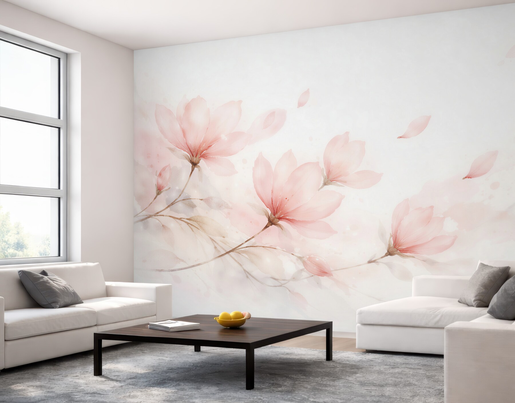Fototapeta pudrowe magnolie w akwareli?v23