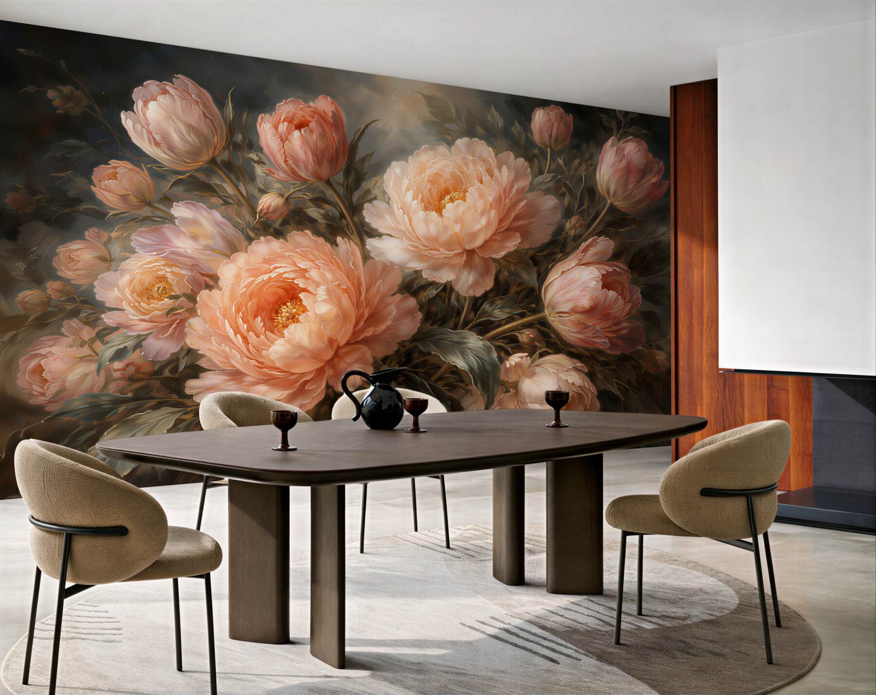 Fototapeta morelowe peonie w blasku zmierzchu?v23
