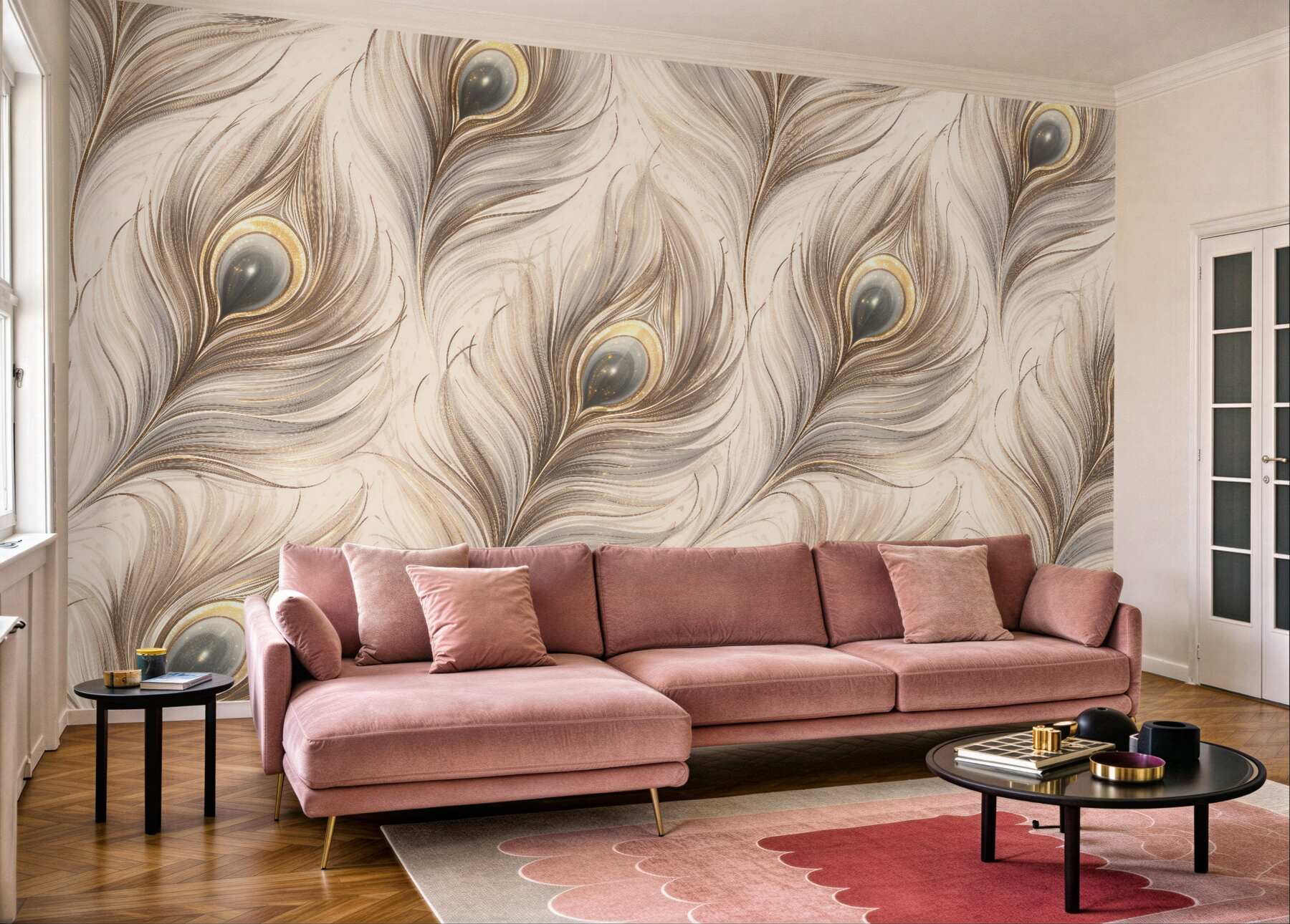 Fototapeta subtelne pawie pióra w beżu?v23