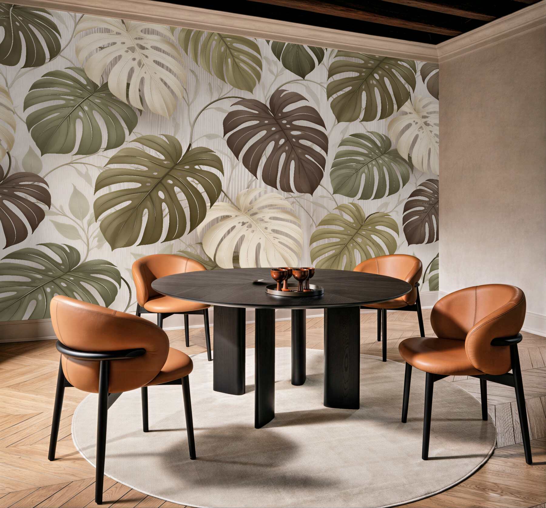 Fototapeta monstera w beżowej elegancji?v23